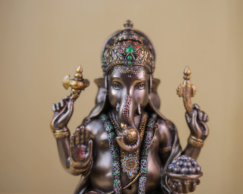 Bonded Bronze Lotus Ganesha 19 cm Ganpati Idol