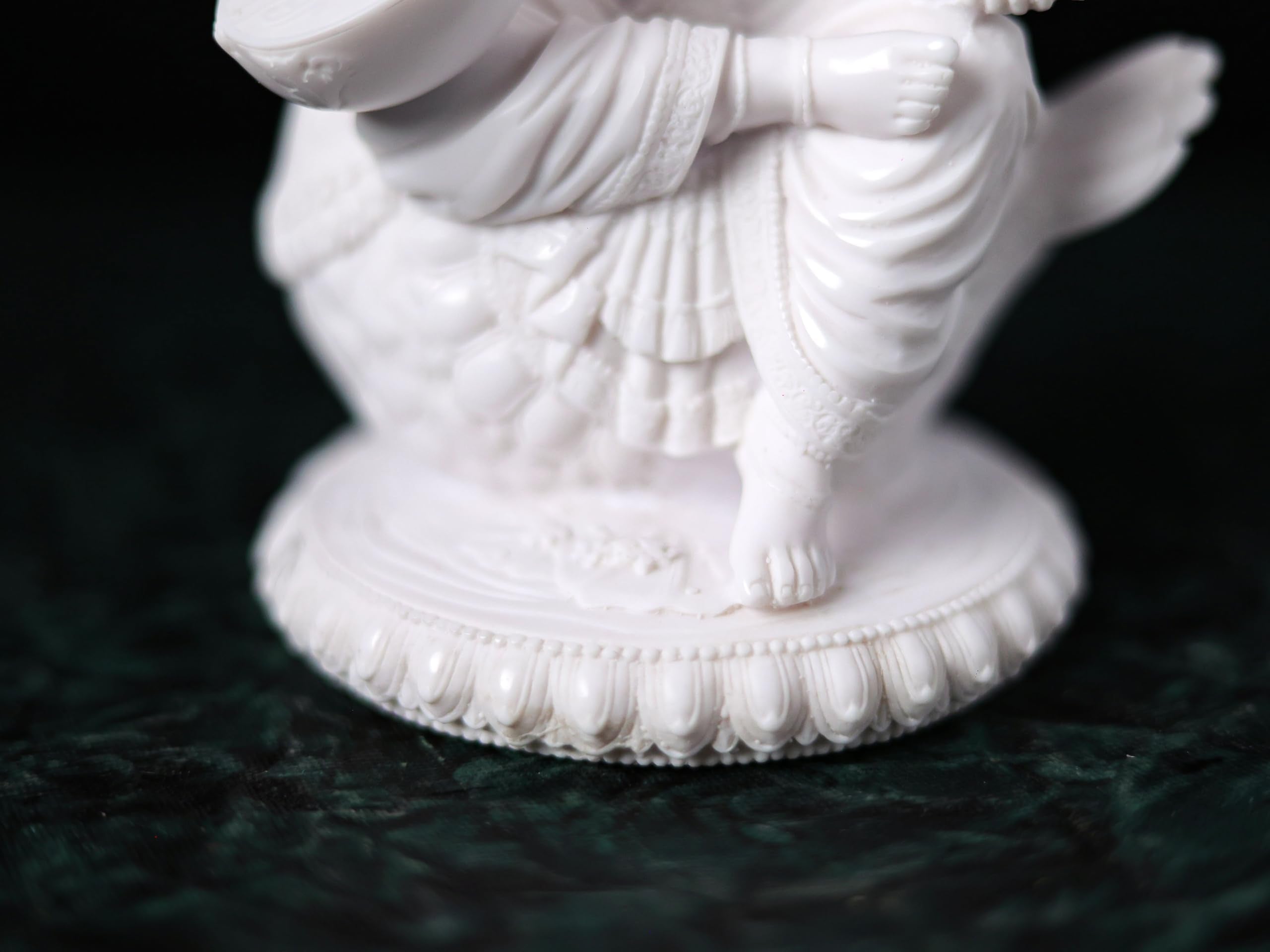 White Dust Marble Saraswati MAA Statue | Saraswati on Swan | 8 Inch | Goddess of Knowledge & Wisdom