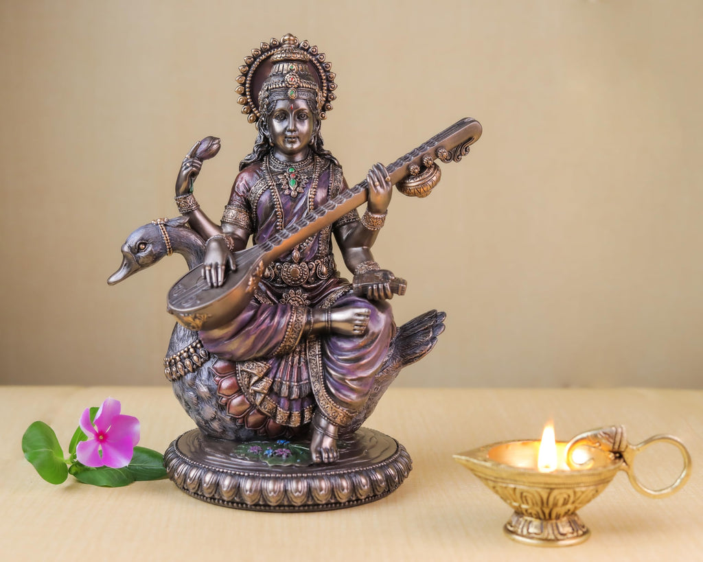 Saraswati Statue 21 cm Bonded Bronze Resin