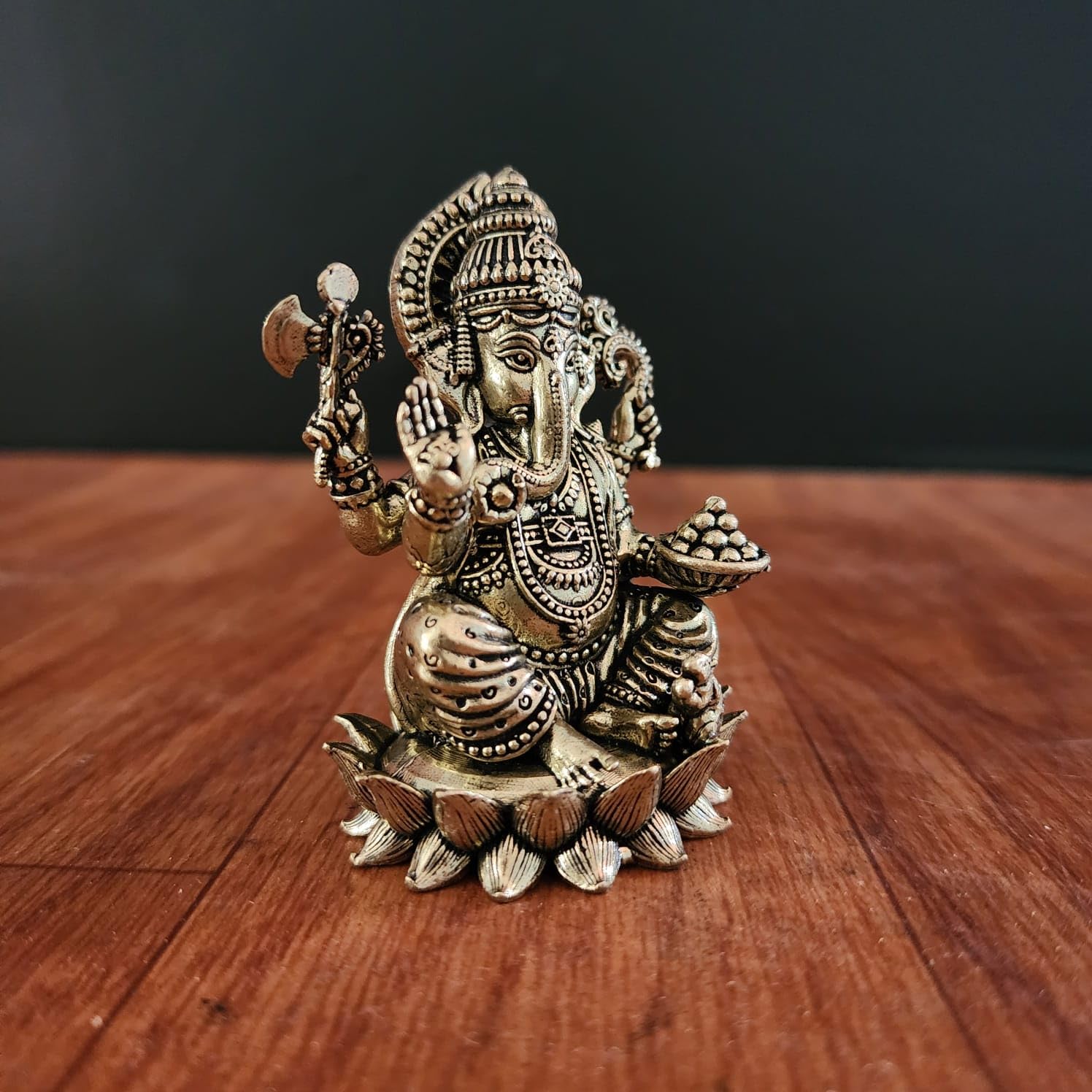 Divine Lord Lotus Ganesha 3 Inch Premium Brass Idol