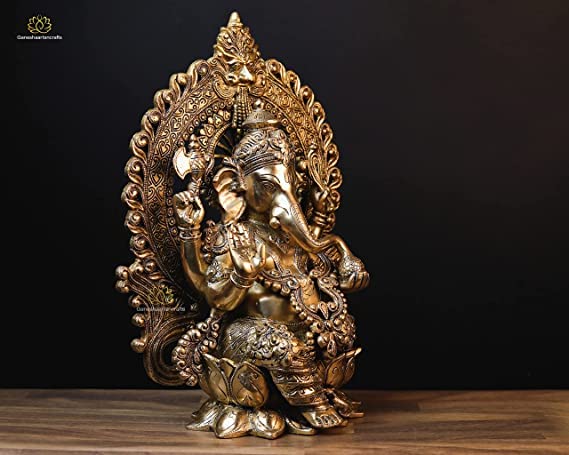 Lord Ganesh Statue 39 cm Brass Large Size Ganpati Idol God of New Beginning & Good Luck