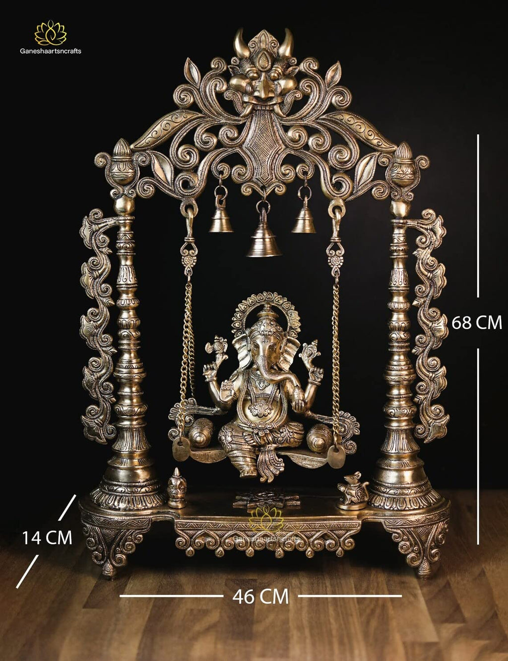 Swing Brass Ganesha Statue(68 CM) with temple look