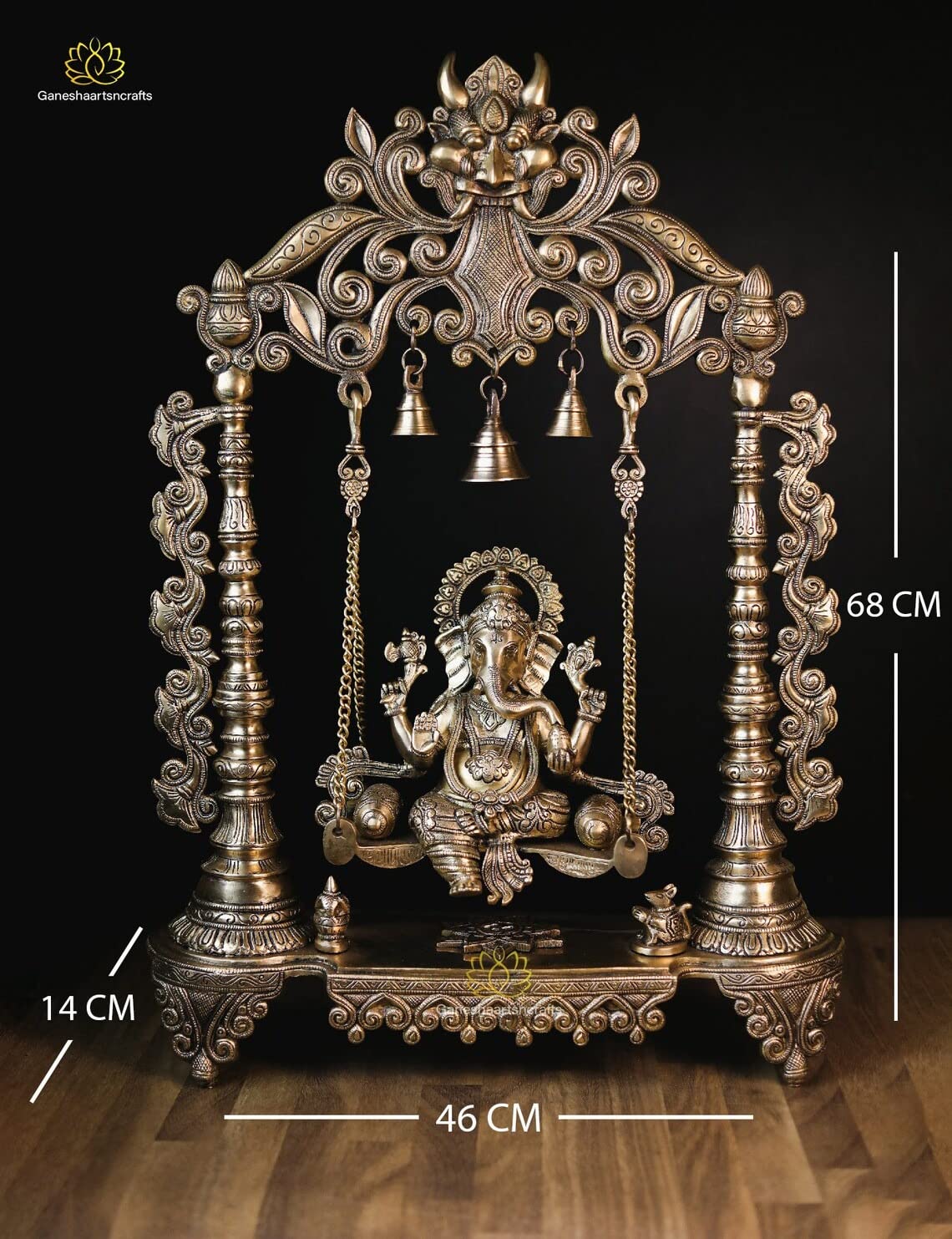 Swing Brass Ganesha Statue(68 CM) with temple look