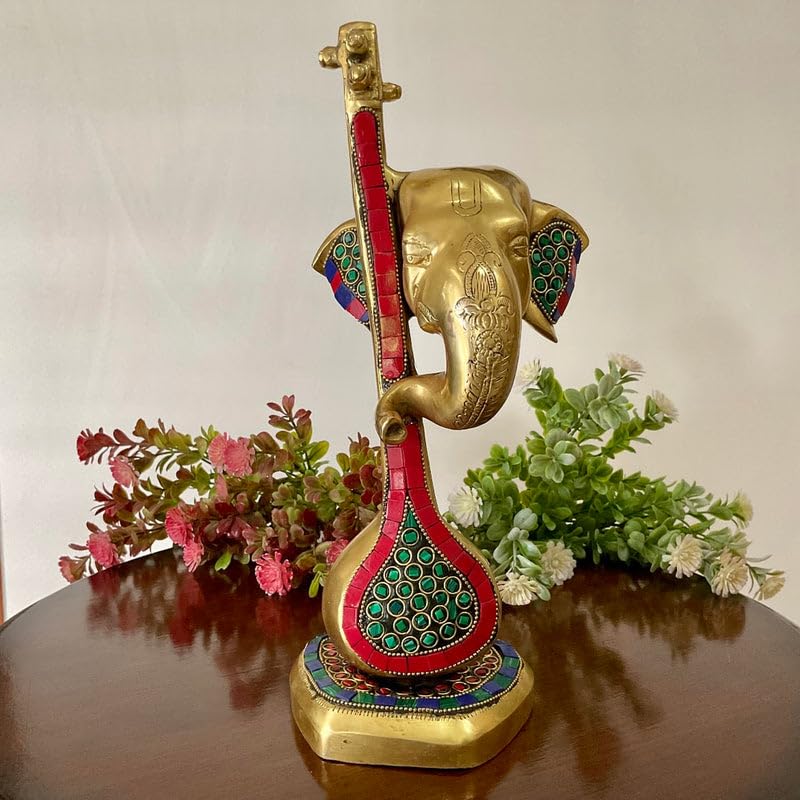  Lord Ganesh Statue 11.5 Inch Veena Ganesh Idol 
