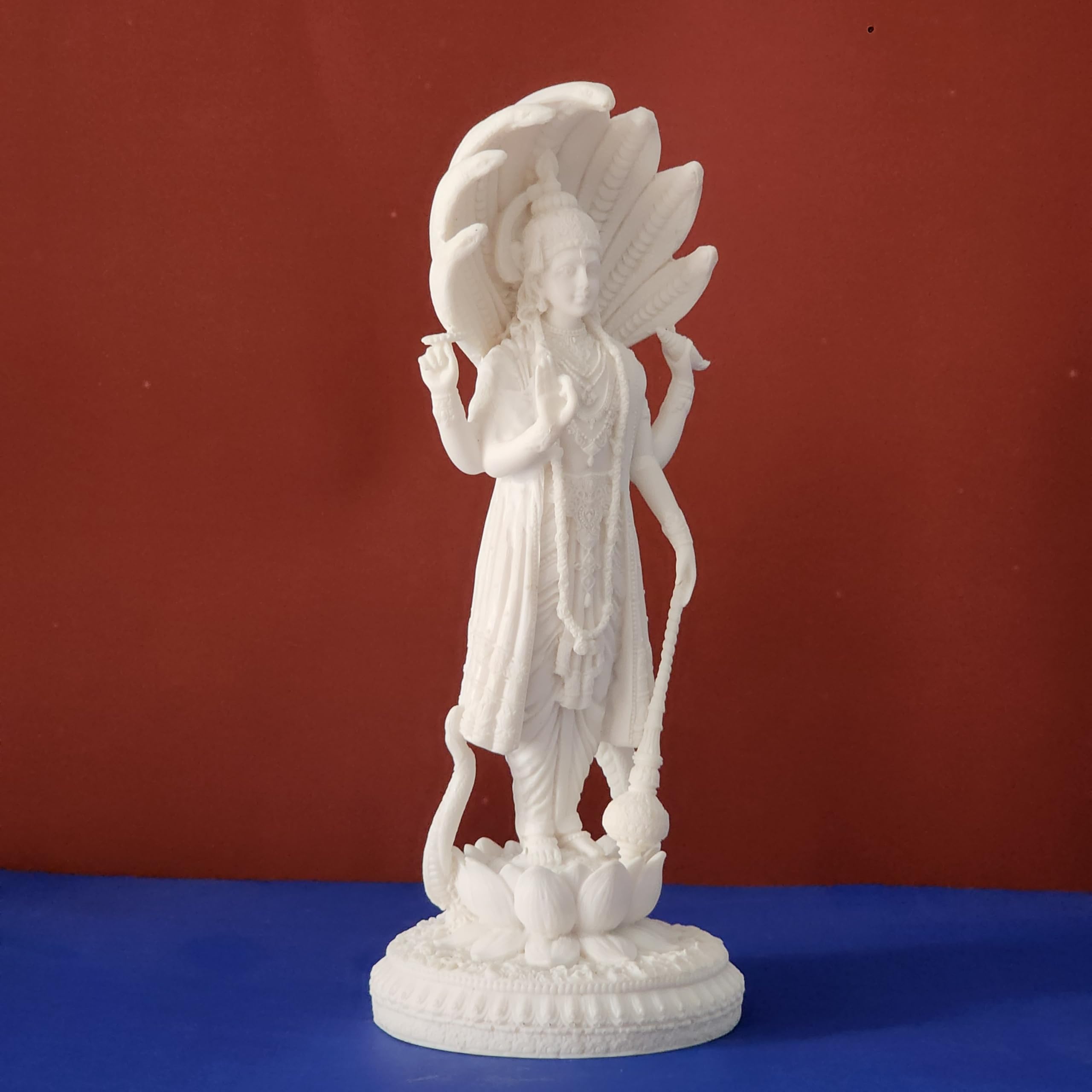 White Vishnu Idol Size 12 inch Narayan Vishnu Figurine Pack of 1