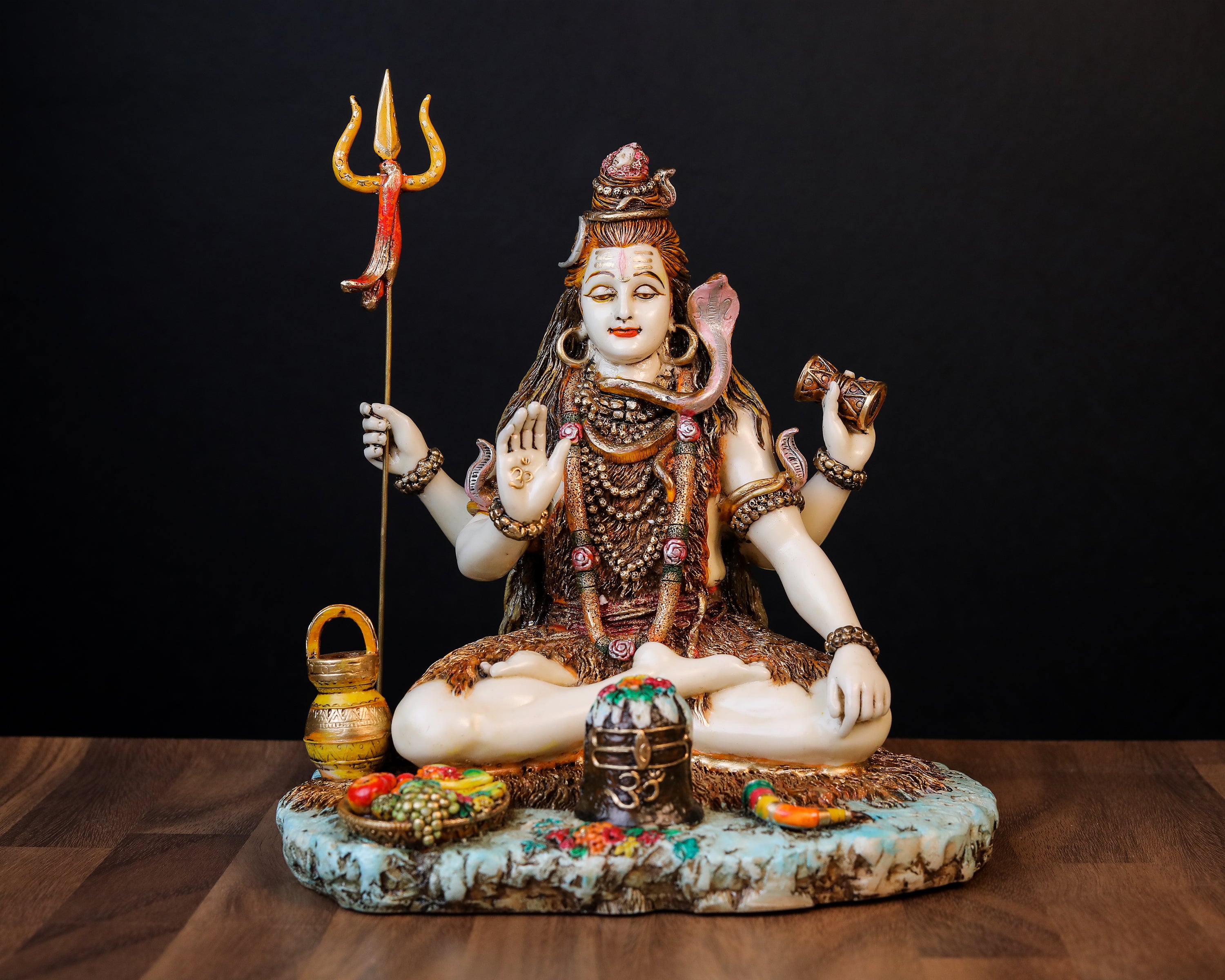 9 inch Sitting Blessing Shiva statue | culture marble | hand painted work