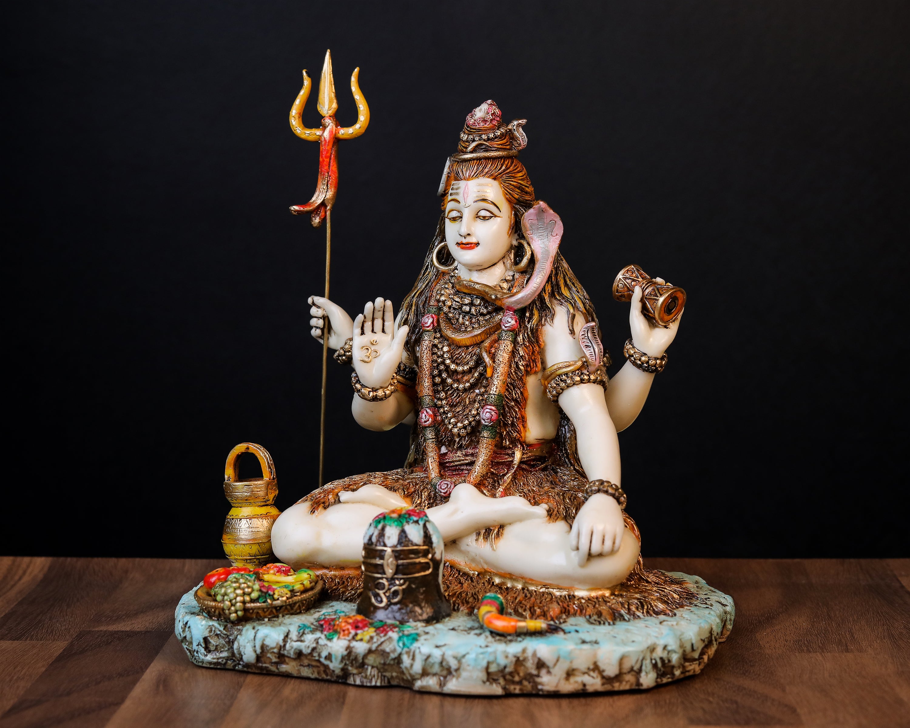 9 inch Sitting Blessing Shiva statue | culture marble | hand painted work