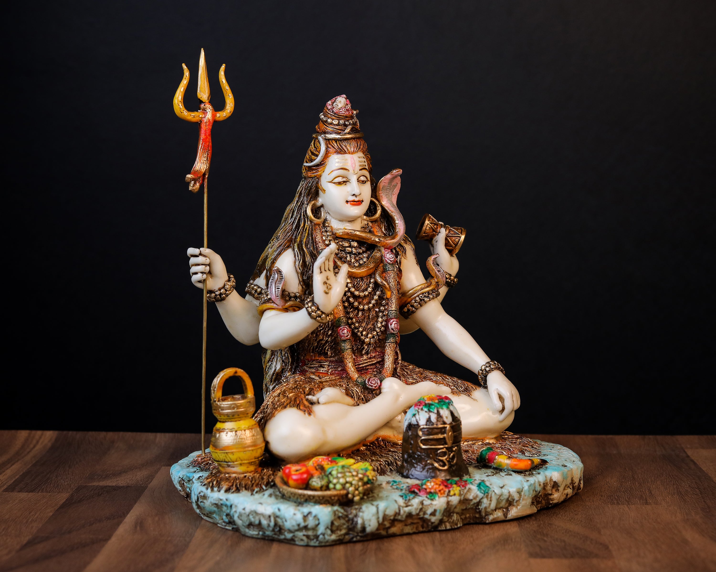 9 inch Sitting Blessing Shiva statue | culture marble | hand painted work
