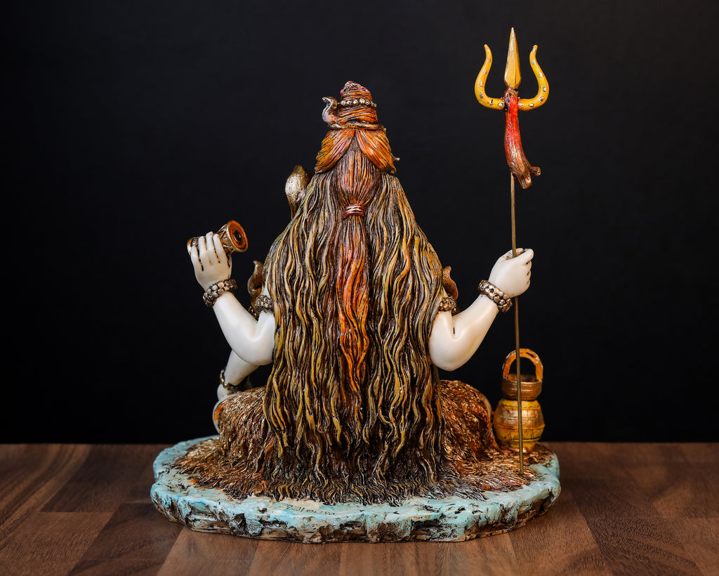 9 inch Sitting Blessing Shiva statue | culture marble | hand painted work