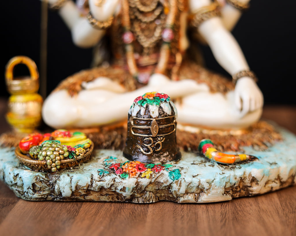 9 inch Sitting Blessing Shiva statue | culture marble | hand painted work
