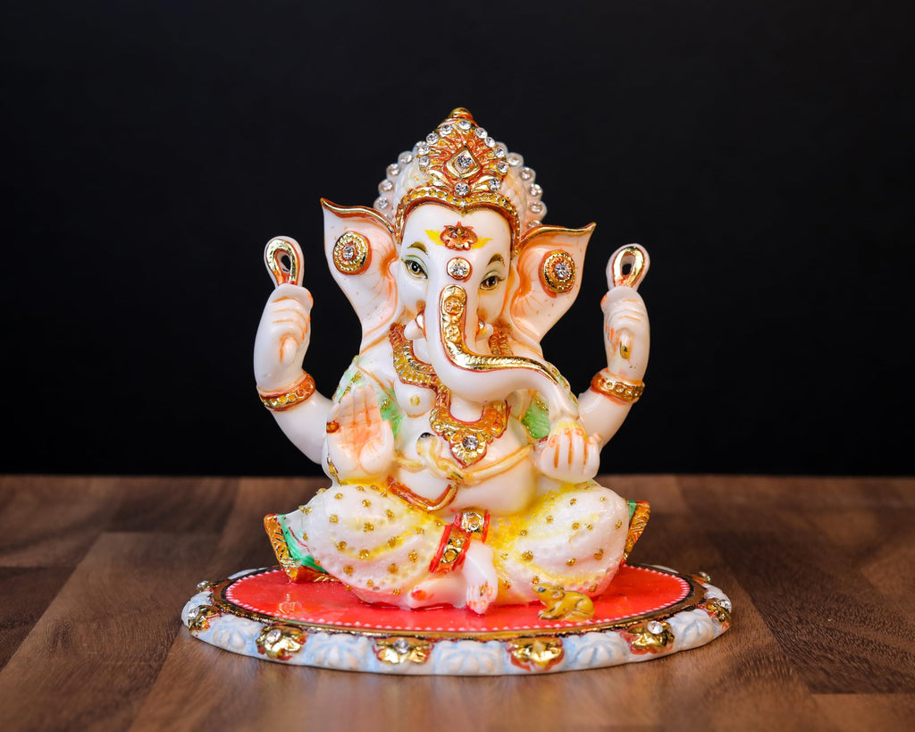Lord Ganesh Statue Culture Marble |14 cm | Hand Painted