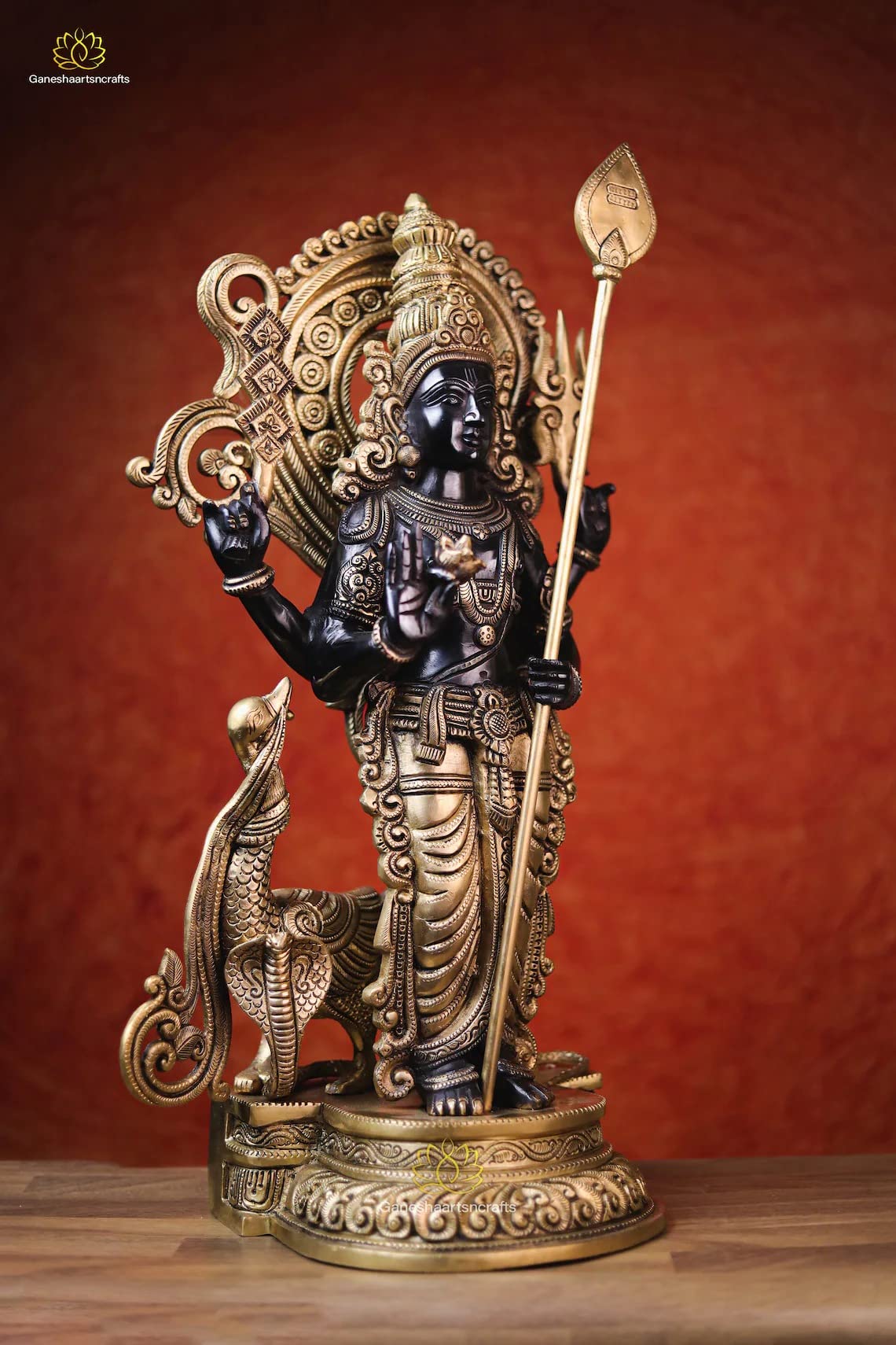 Lord Murugan Statue Brass Kartikeya Statue