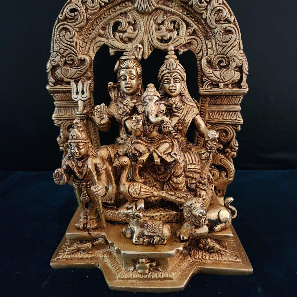 | 9 inch  Brass Shiva Family Idol |