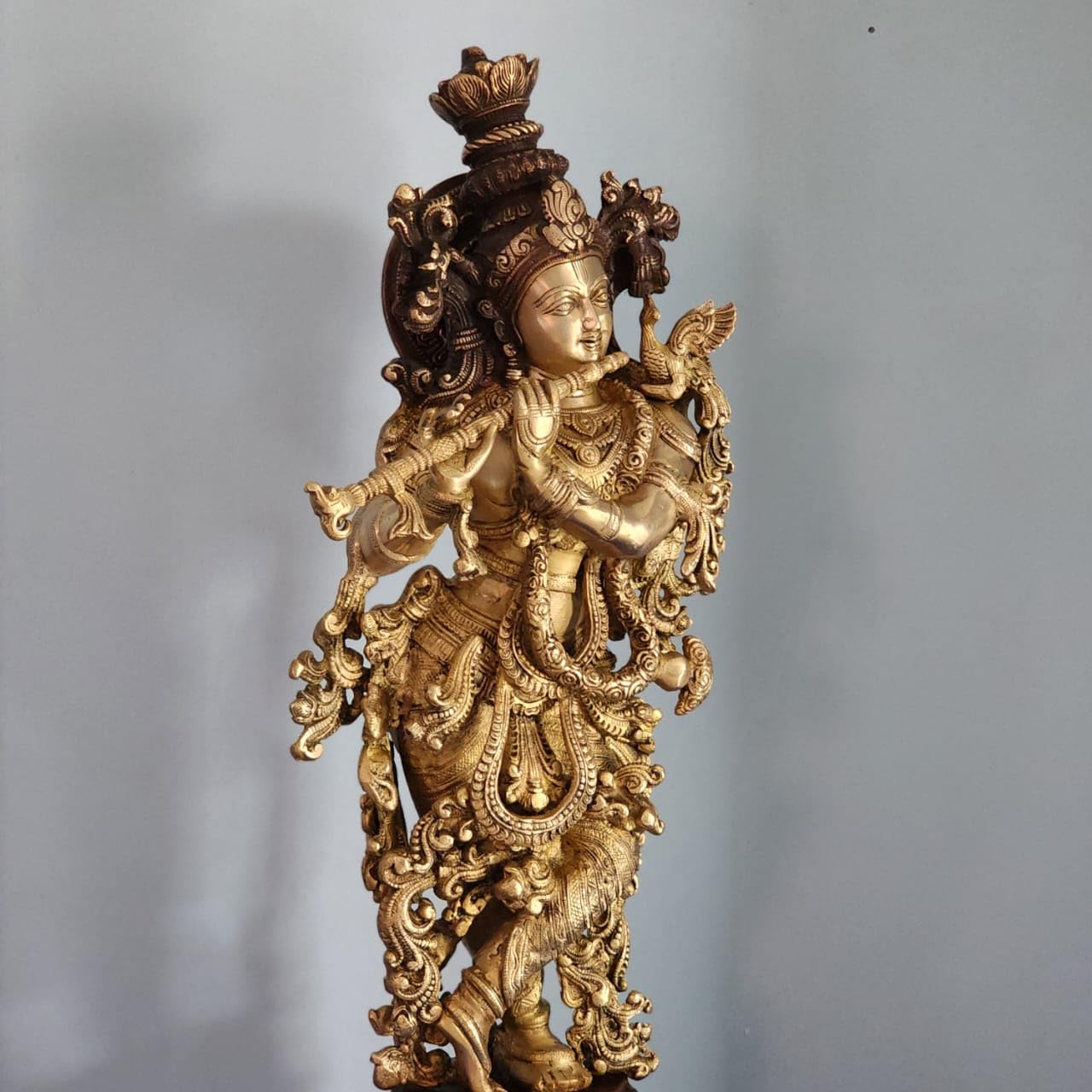 Brass Big Lord Krishna Statue with double Tone finished (29 Inch)