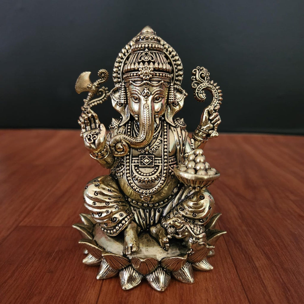 PREMIUM BRASS GANESH JI ON LOTUS