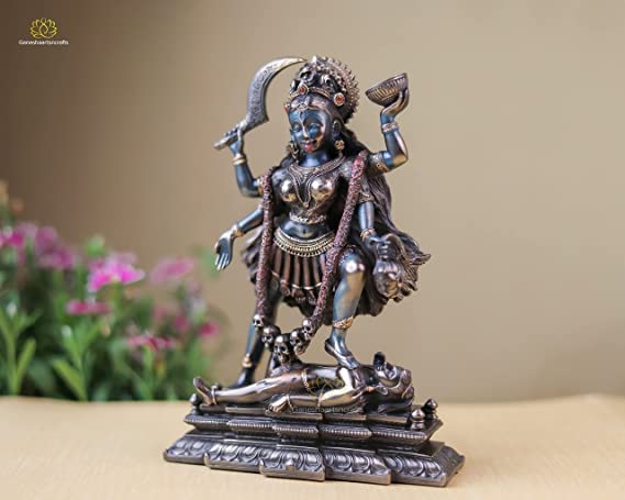 Goddess Kali Statue Bonded Bronze 7.8 Inch Maa Kalika Idol