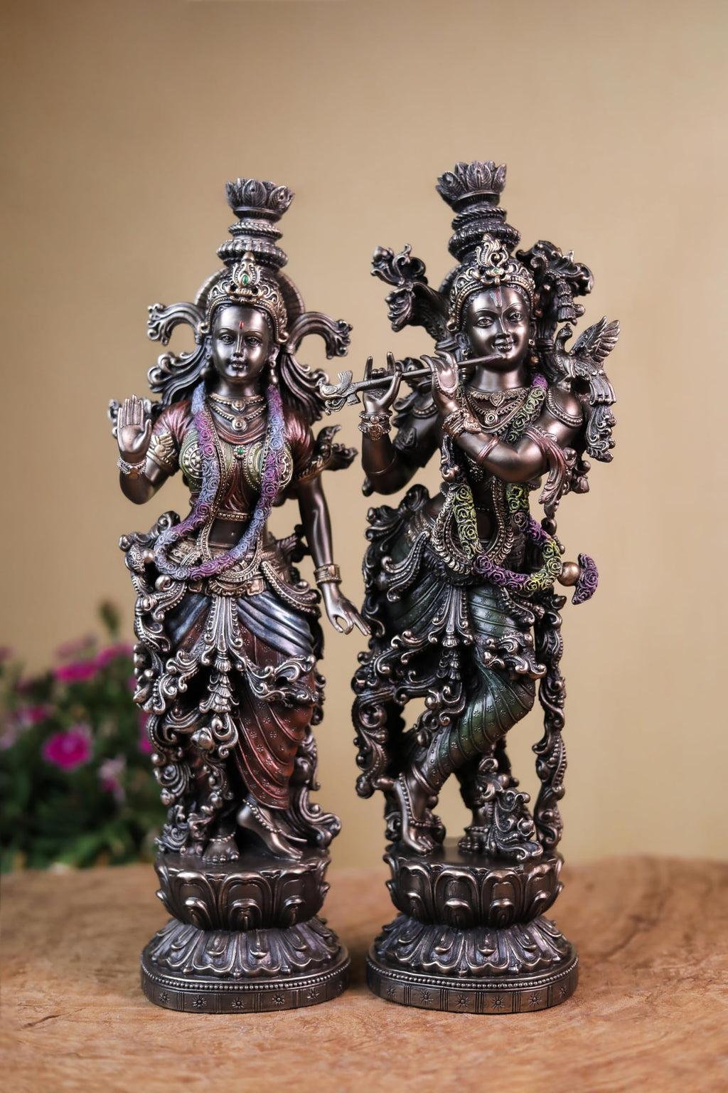 Radha Krishna Statue 15 Inch Bronze Finished