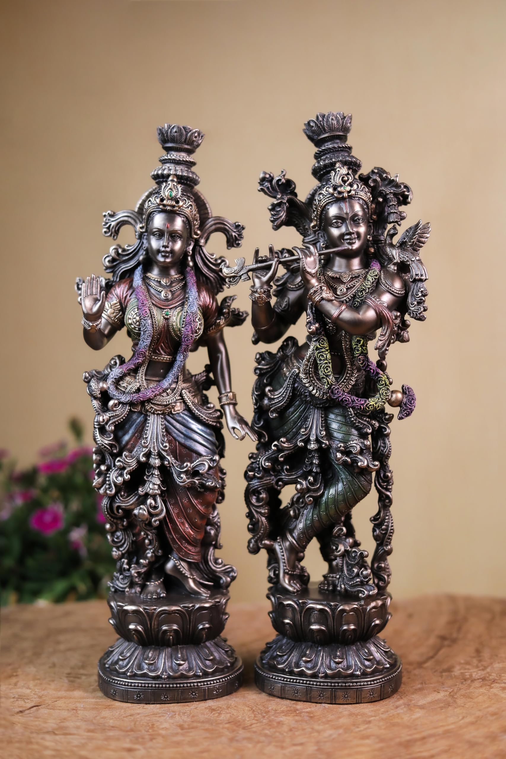 Radha Krishna Statue 15 Inch Bronze Finished