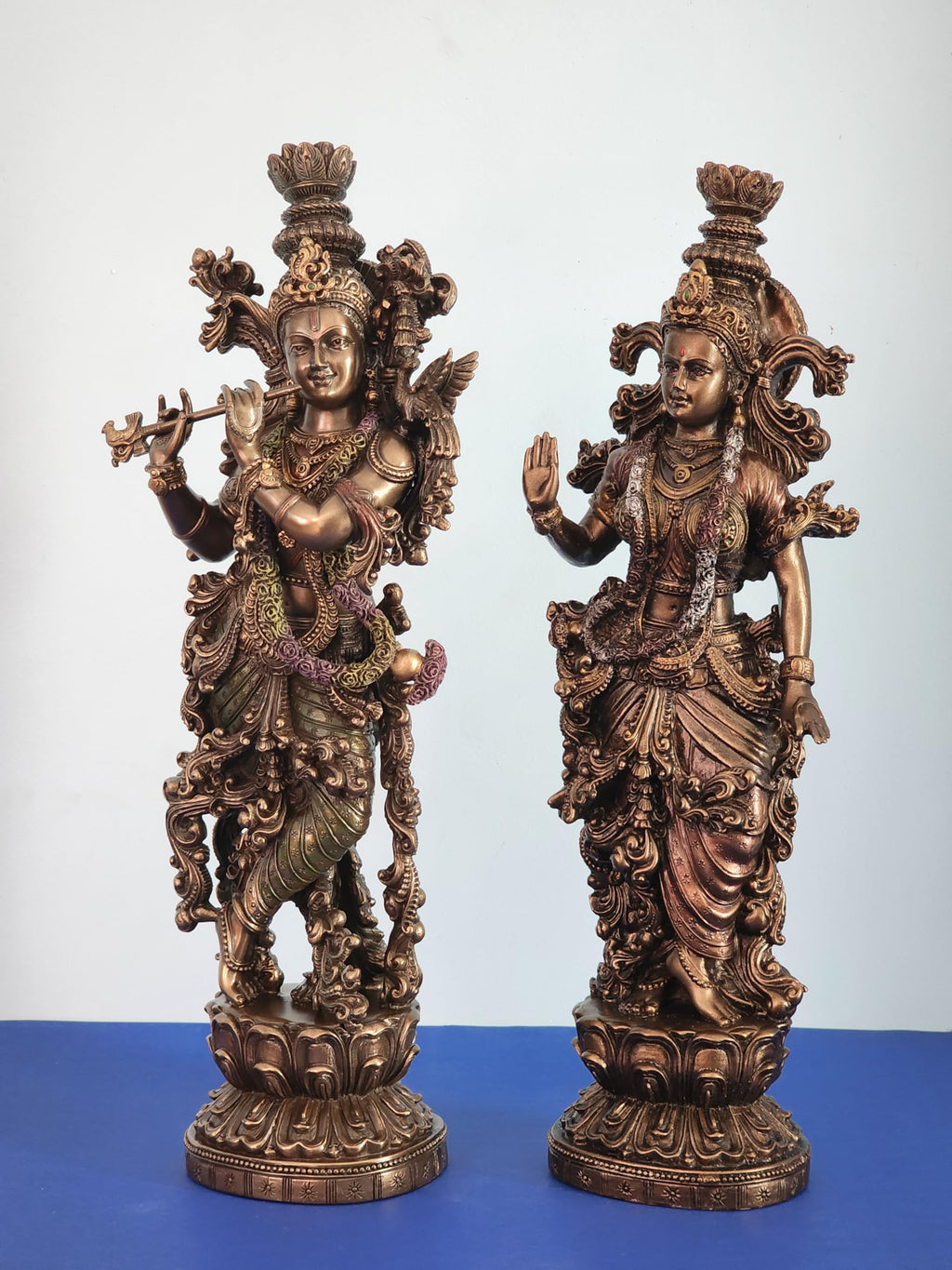 Radha Krishna Statue 15 Inch Bronze Finished