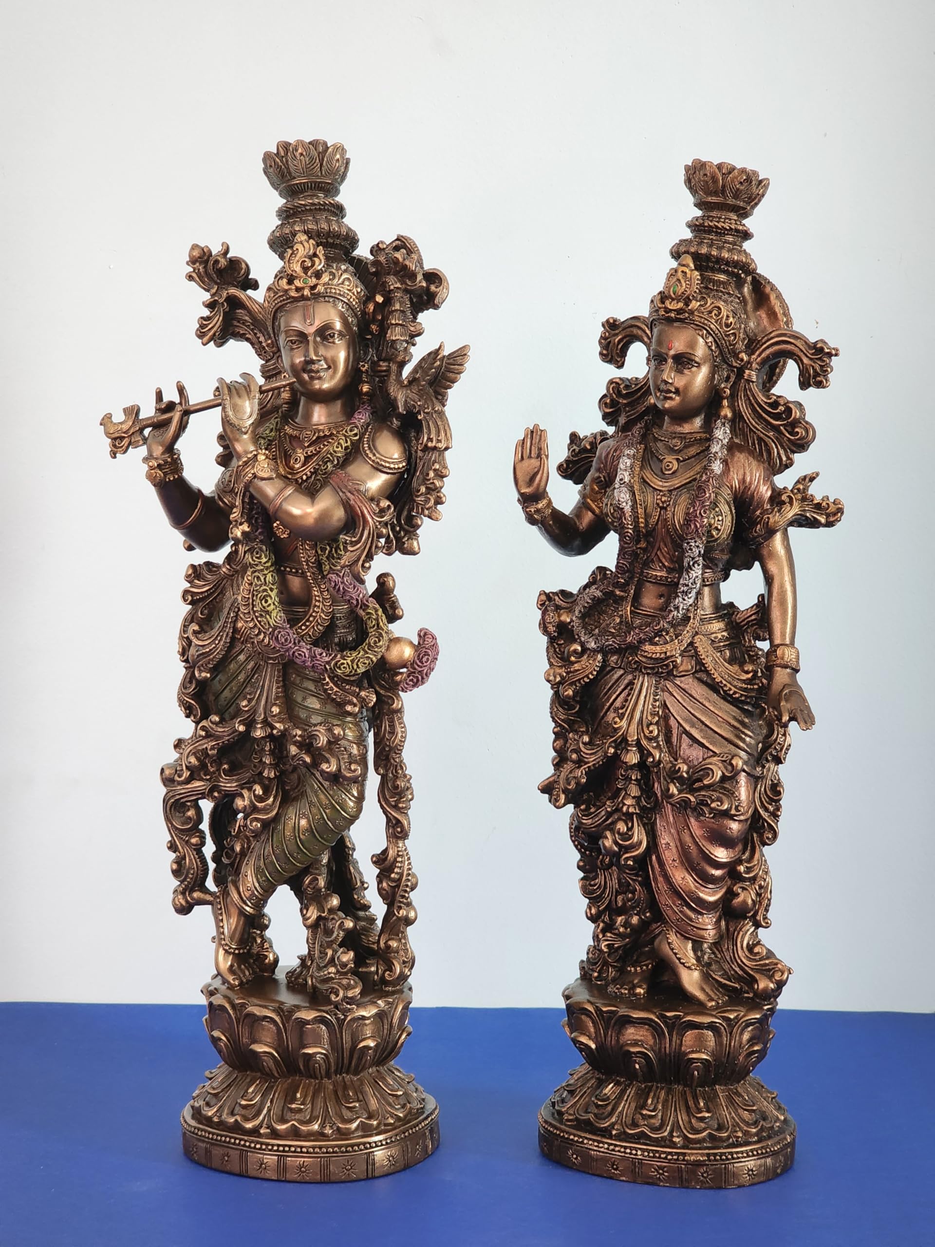 Radha Krishna Statue 15 Inch Bronze Finished