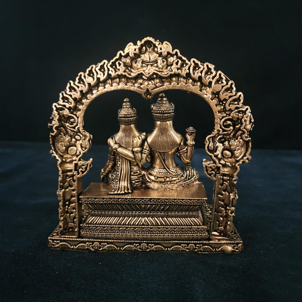Premium Brass Sitting Lord Vishnu laxmi 5 Inch |singhasana Sitting