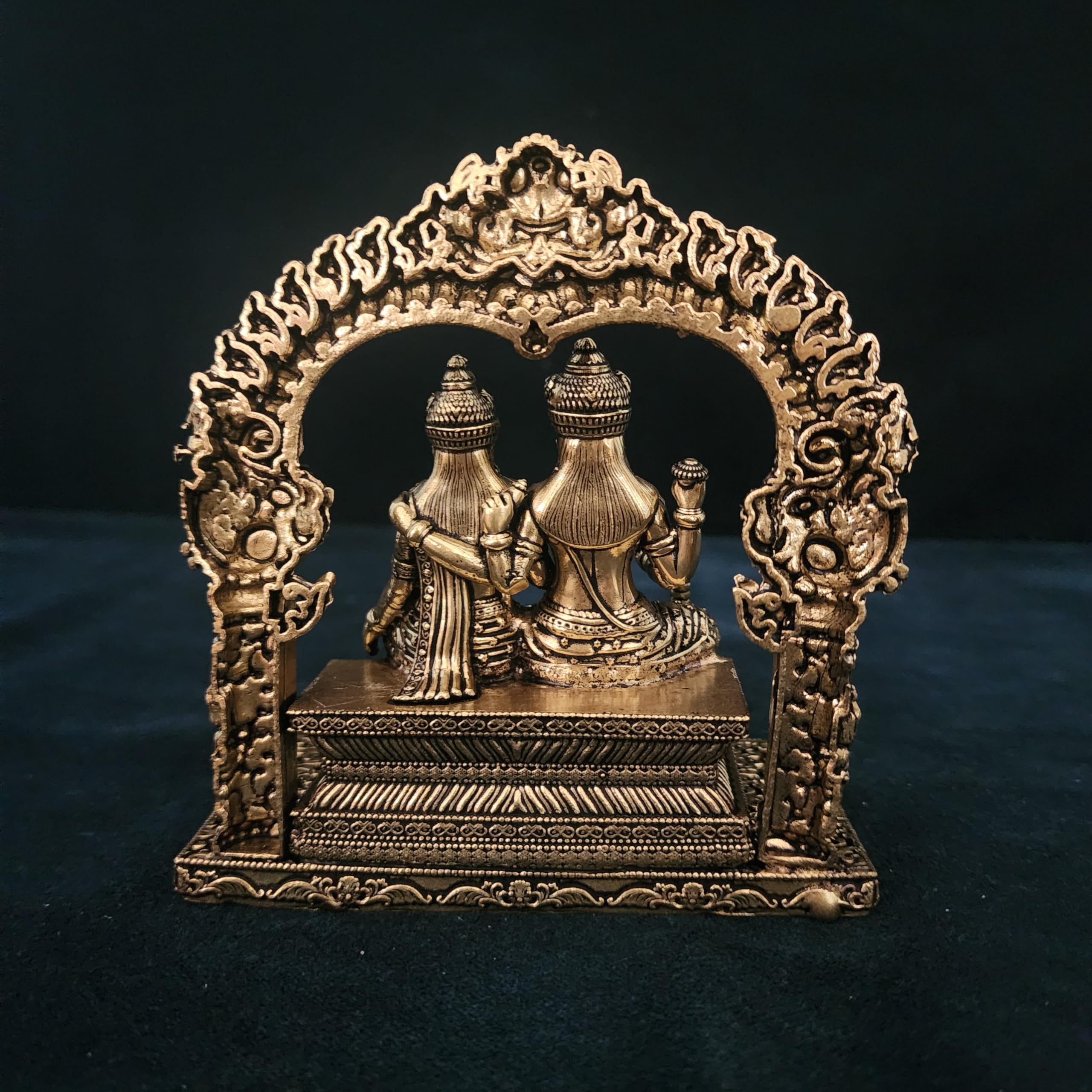 Premium Brass Sitting Lord Vishnu laxmi 5 Inch |singhasana Sitting