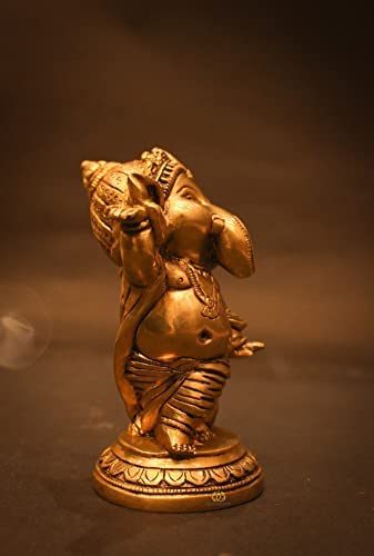 Brass Dancing Ganesh Statue 6 Inch