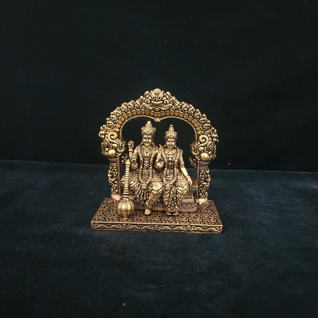Premium Brass Sitting Lord Vishnu laxmi 5 Inch |singhasana Sitting