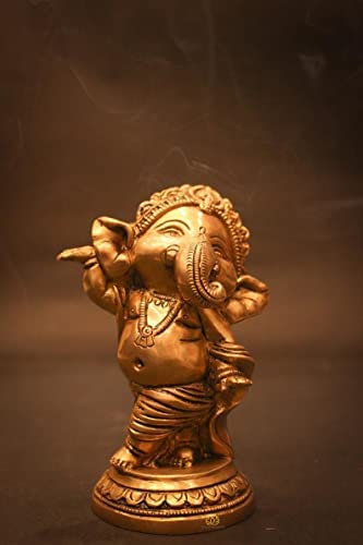 Brass Dancing Ganesh Statue 6 Inch