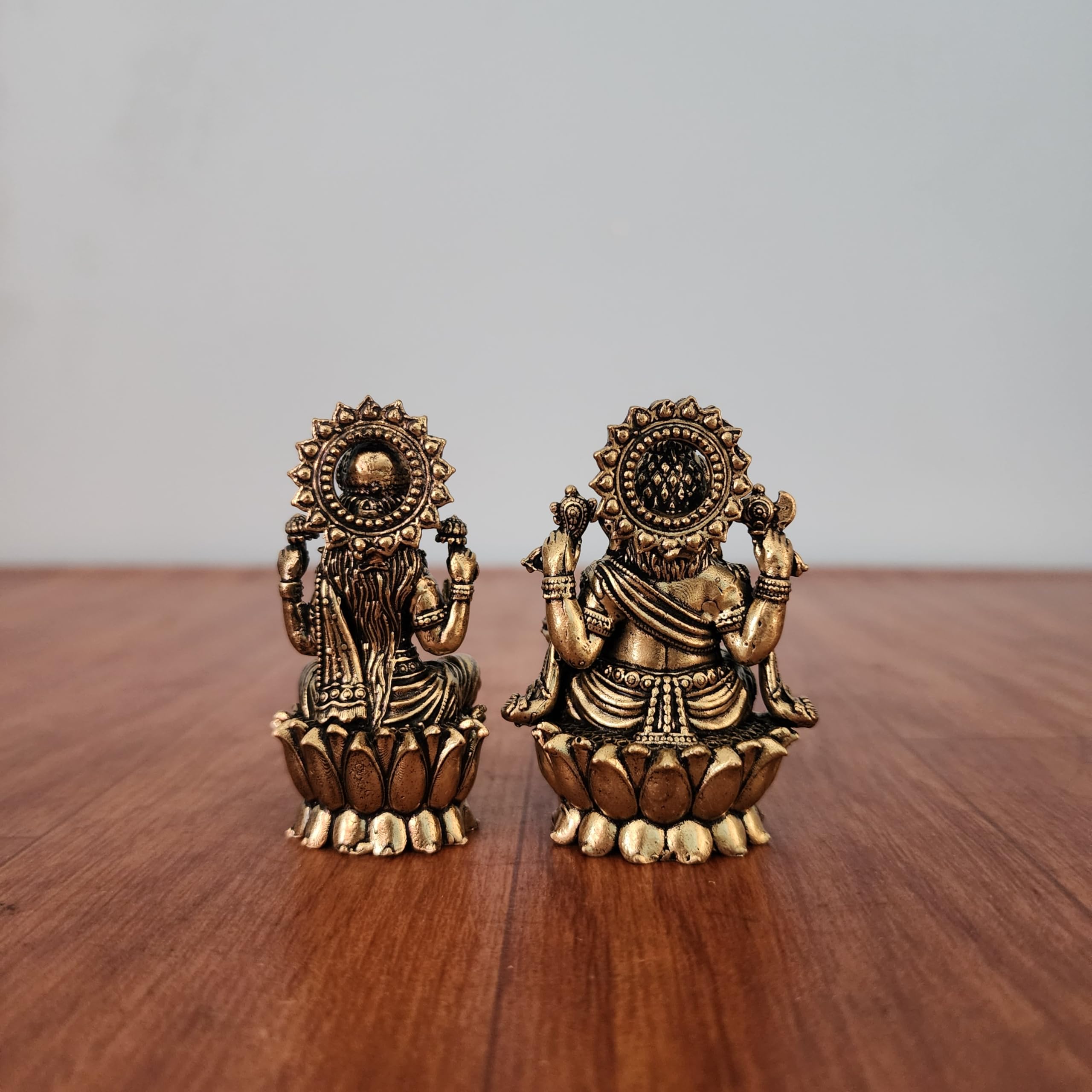Mini Divine Lord Ganesh & MATA Laxmi Brass Idol, 2.6 Inch Perfect for Small Temple