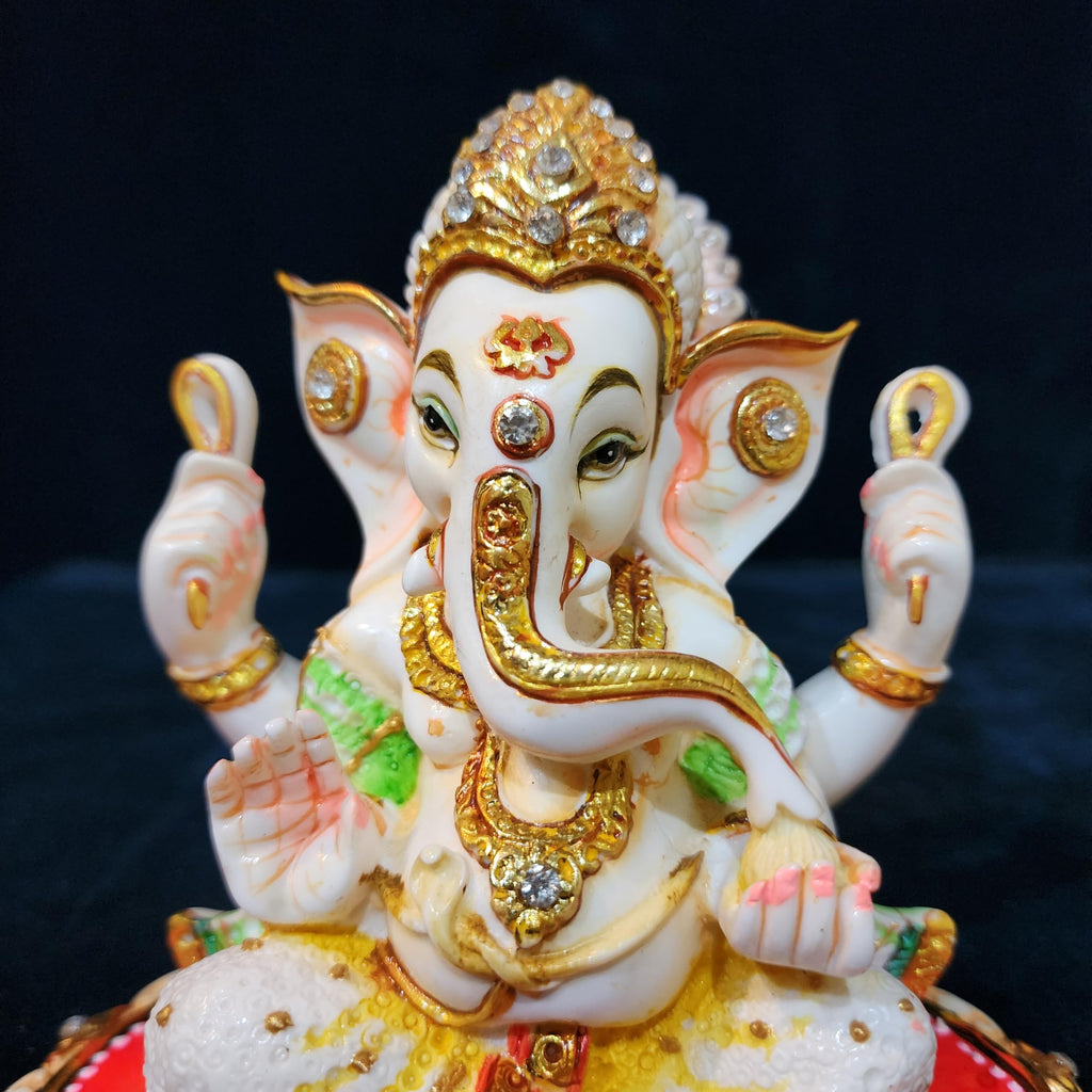Lord Ganesh Statue Culture Marble |14 cm | Hand Painted