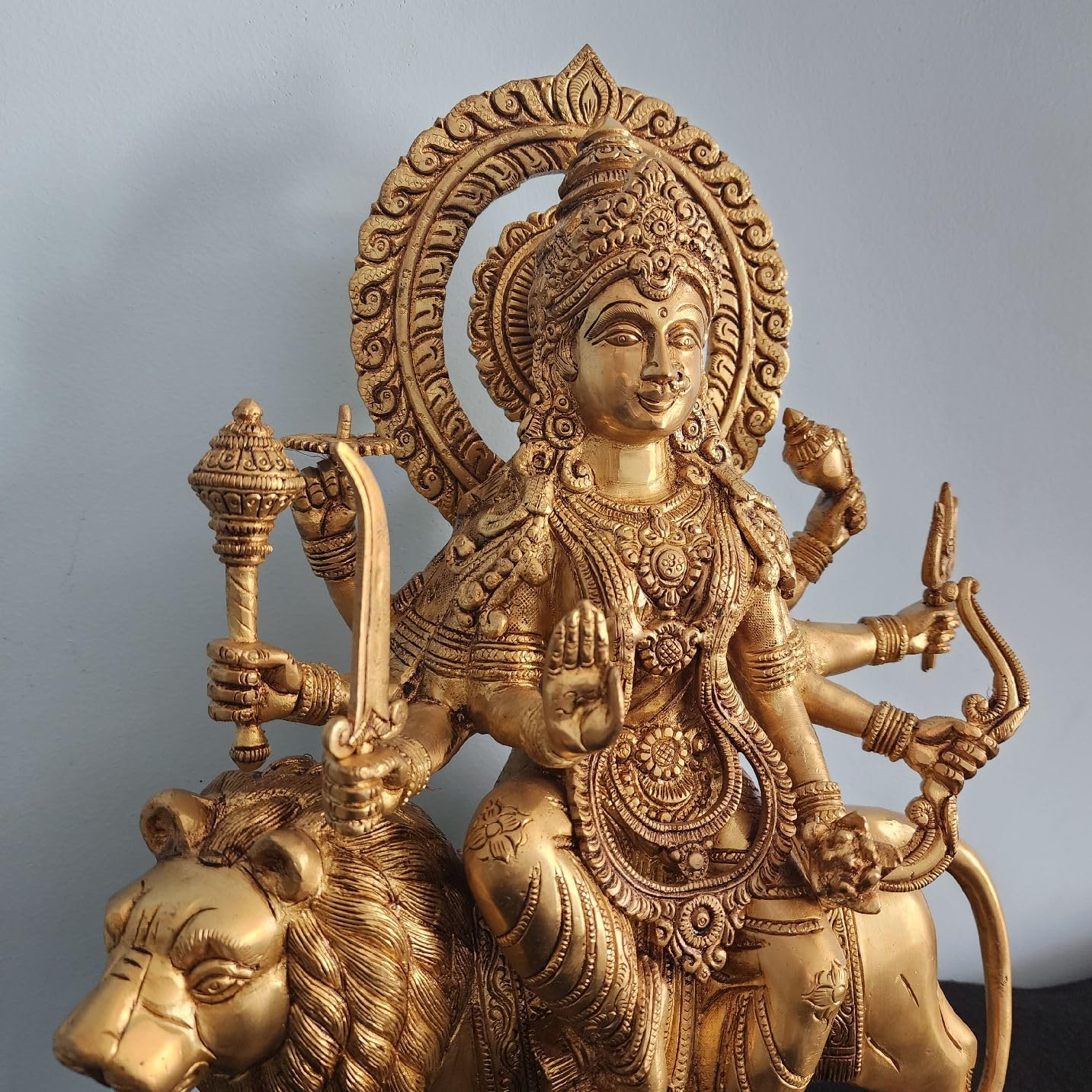 Big Durga Maa Statue Brass 38 cm Large Shera wali MATA Moorti