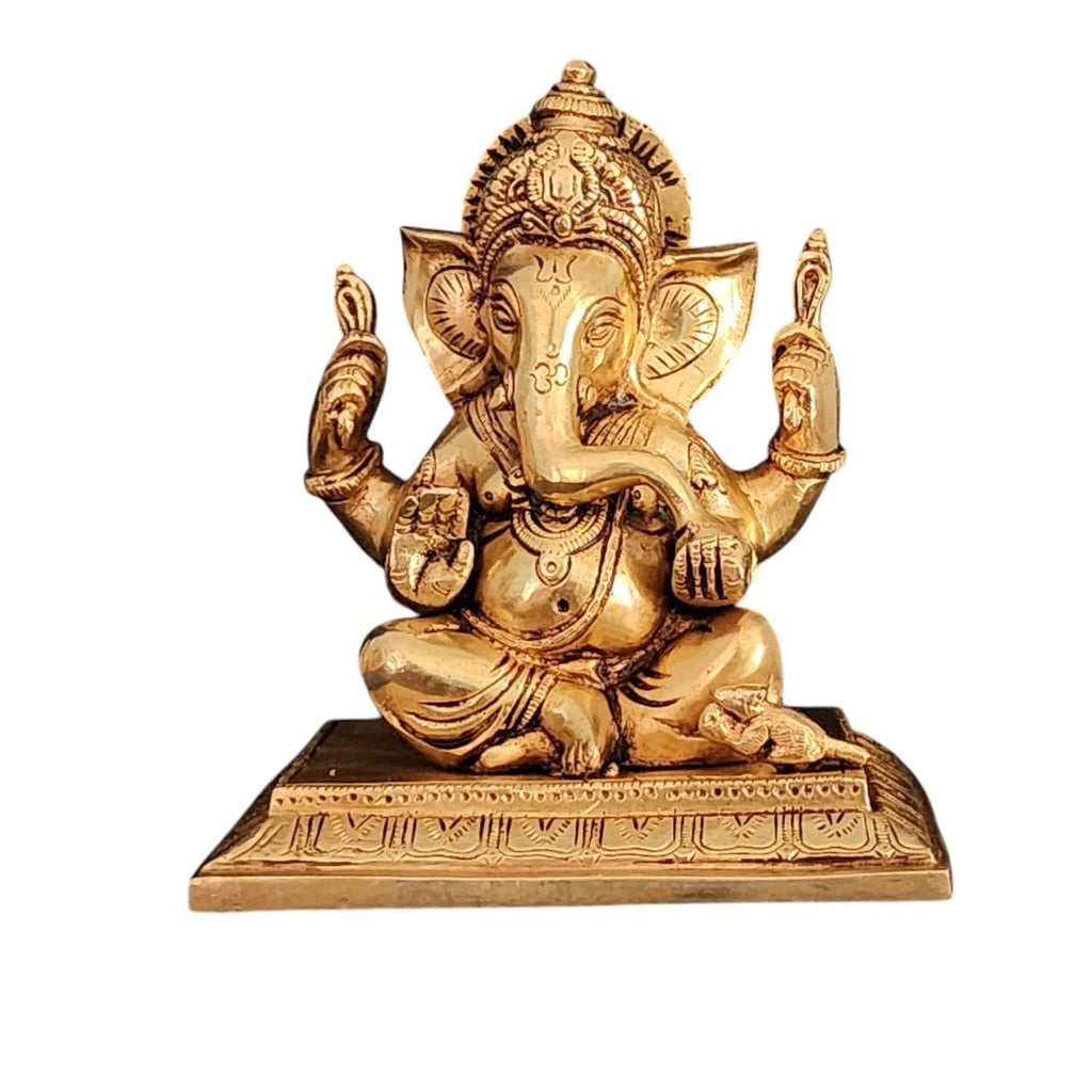Brass Ganesha Statue with base 16 cm