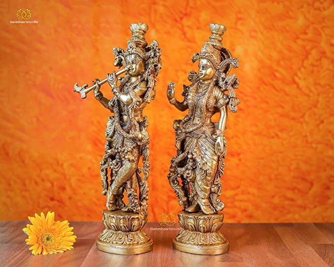 Radha Brass Krishna Statue 36 cm