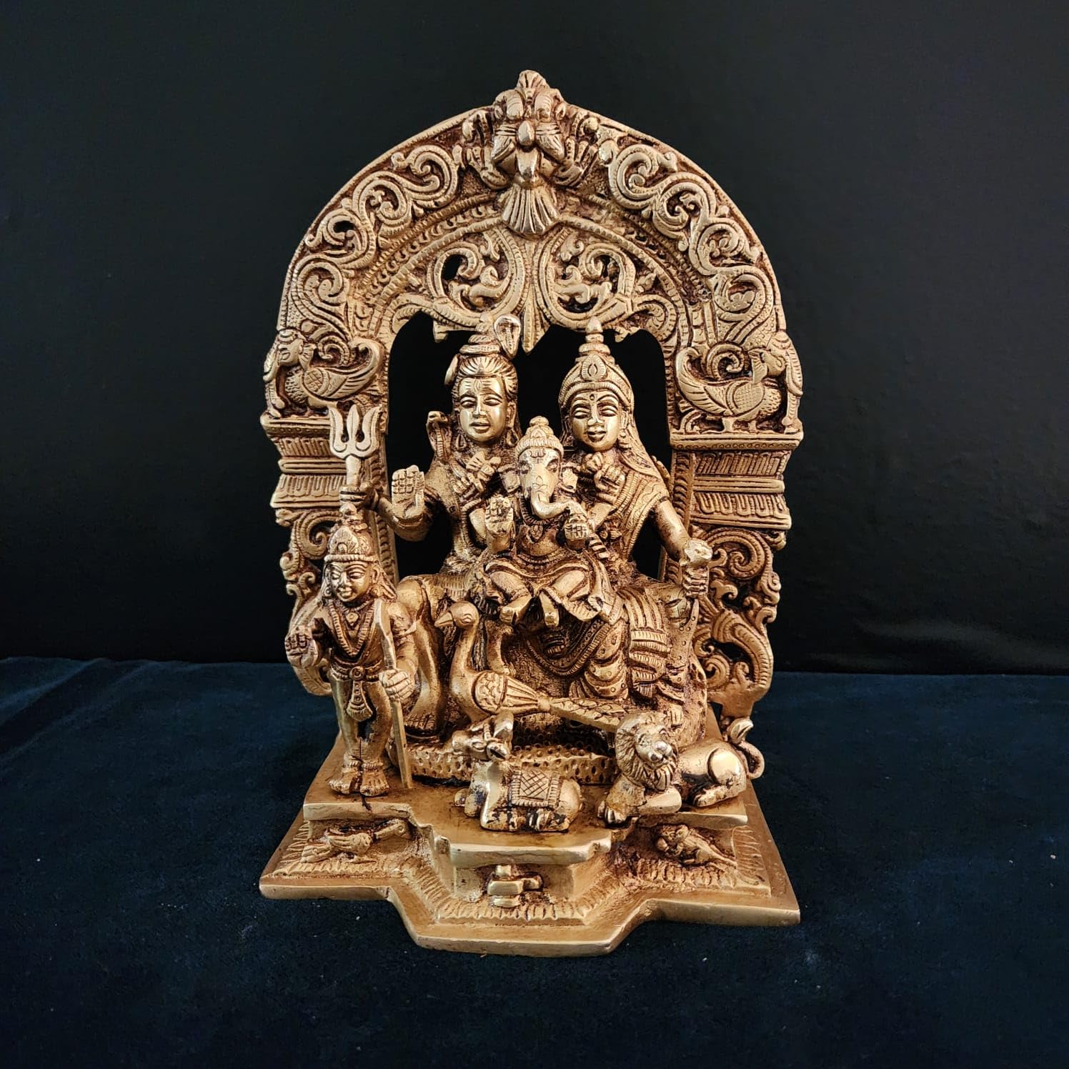 | 9 inch  Brass Shiva Family Idol |