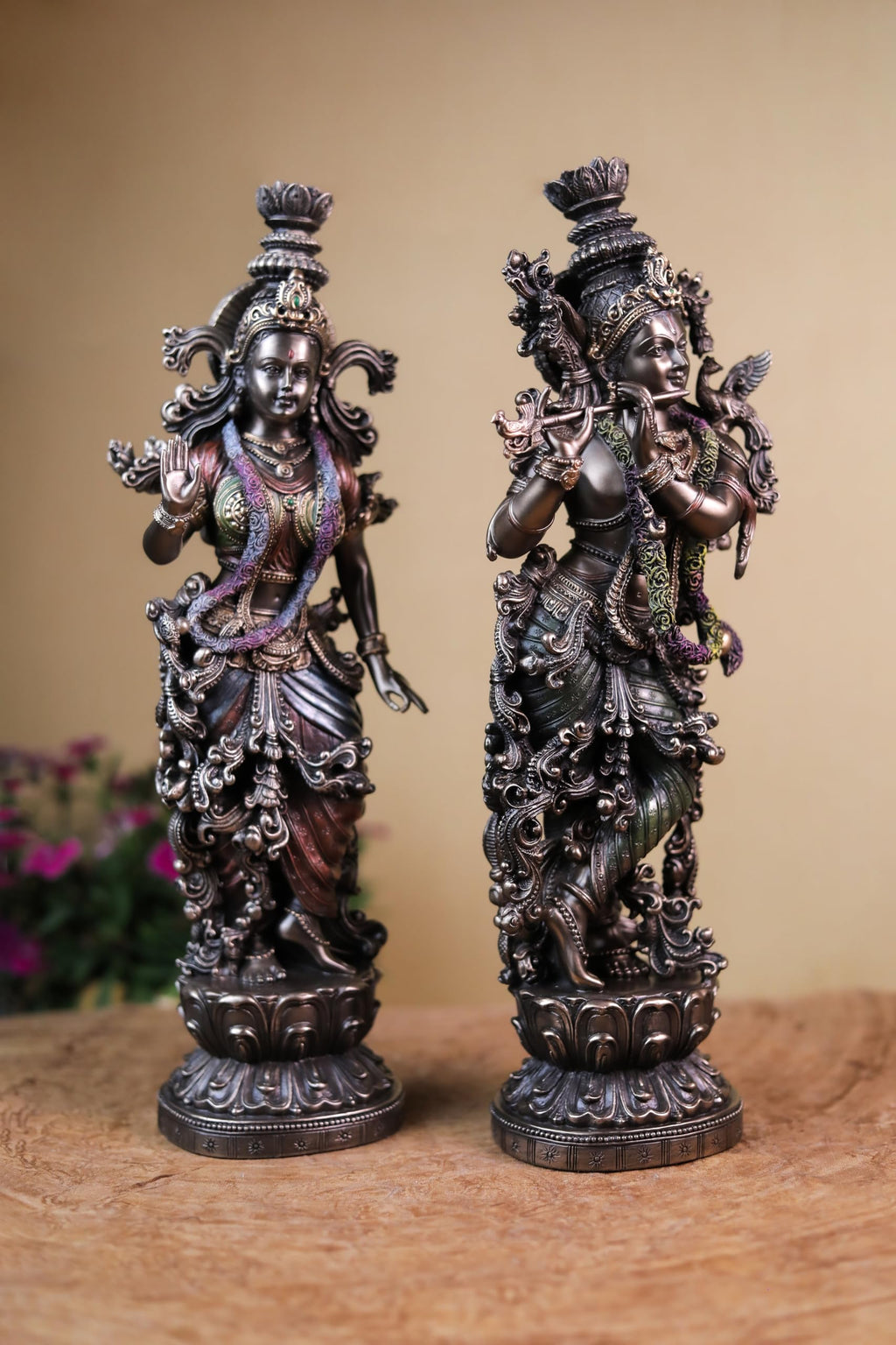Radha Krishna Statue 15 Inch Bronze Finished