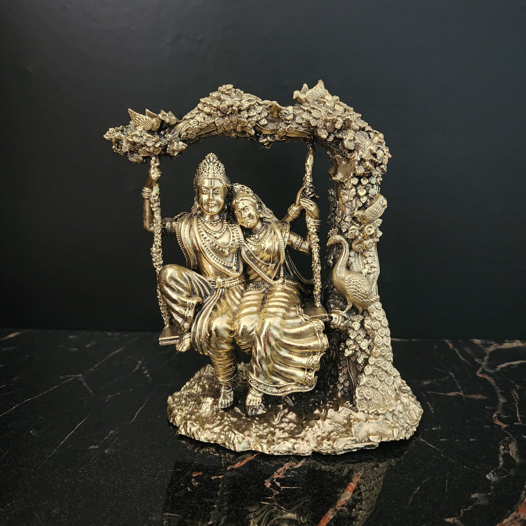 Swing Pose Rdaha Krishna Jugal Jodi |Premium Brass 6 inch (580 gram)