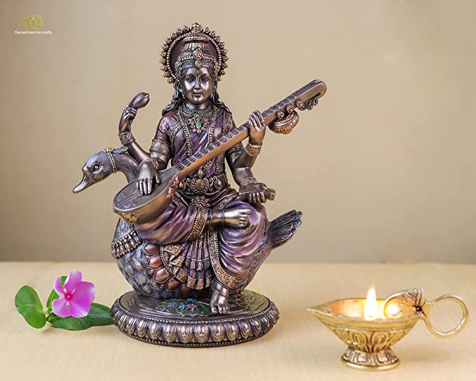 Saraswati Statue 21 cm Bonded Bronze Resin