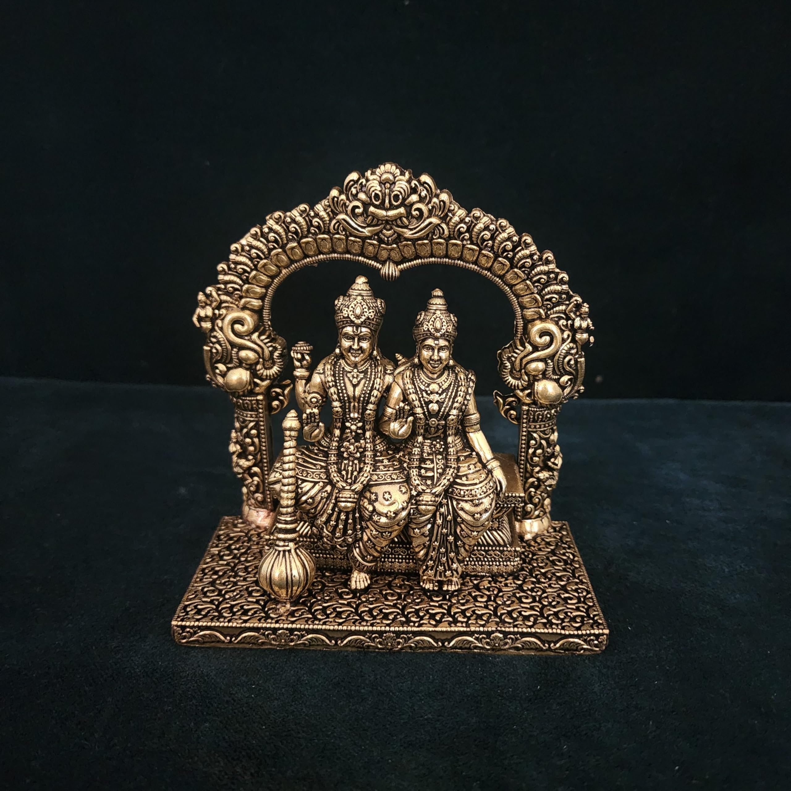 Premium Brass Sitting Lord Vishnu laxmi 5 Inch |singhasana Sitting
