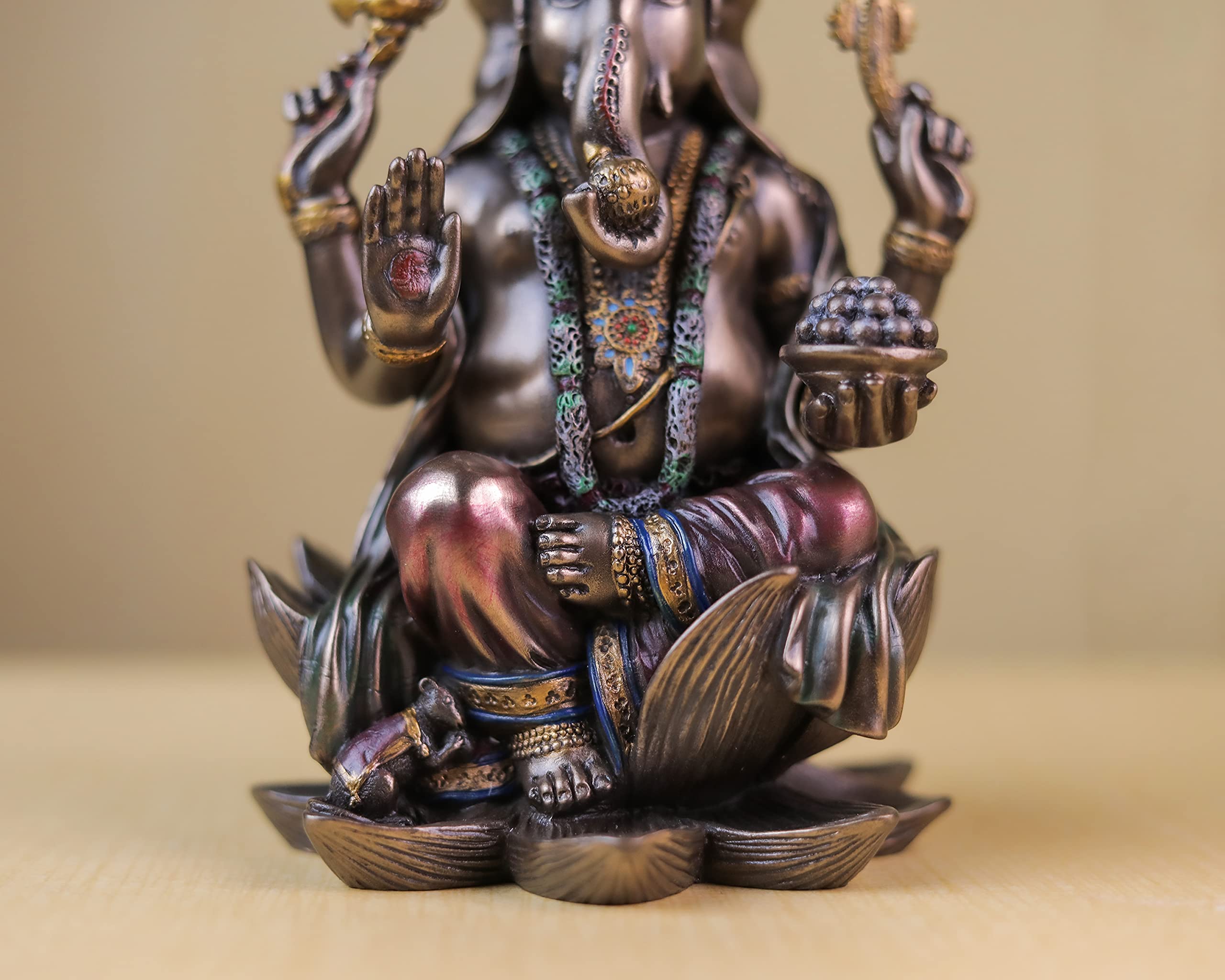 Bonded Bronze Lotus Ganesha 19 cm Ganpati Idol