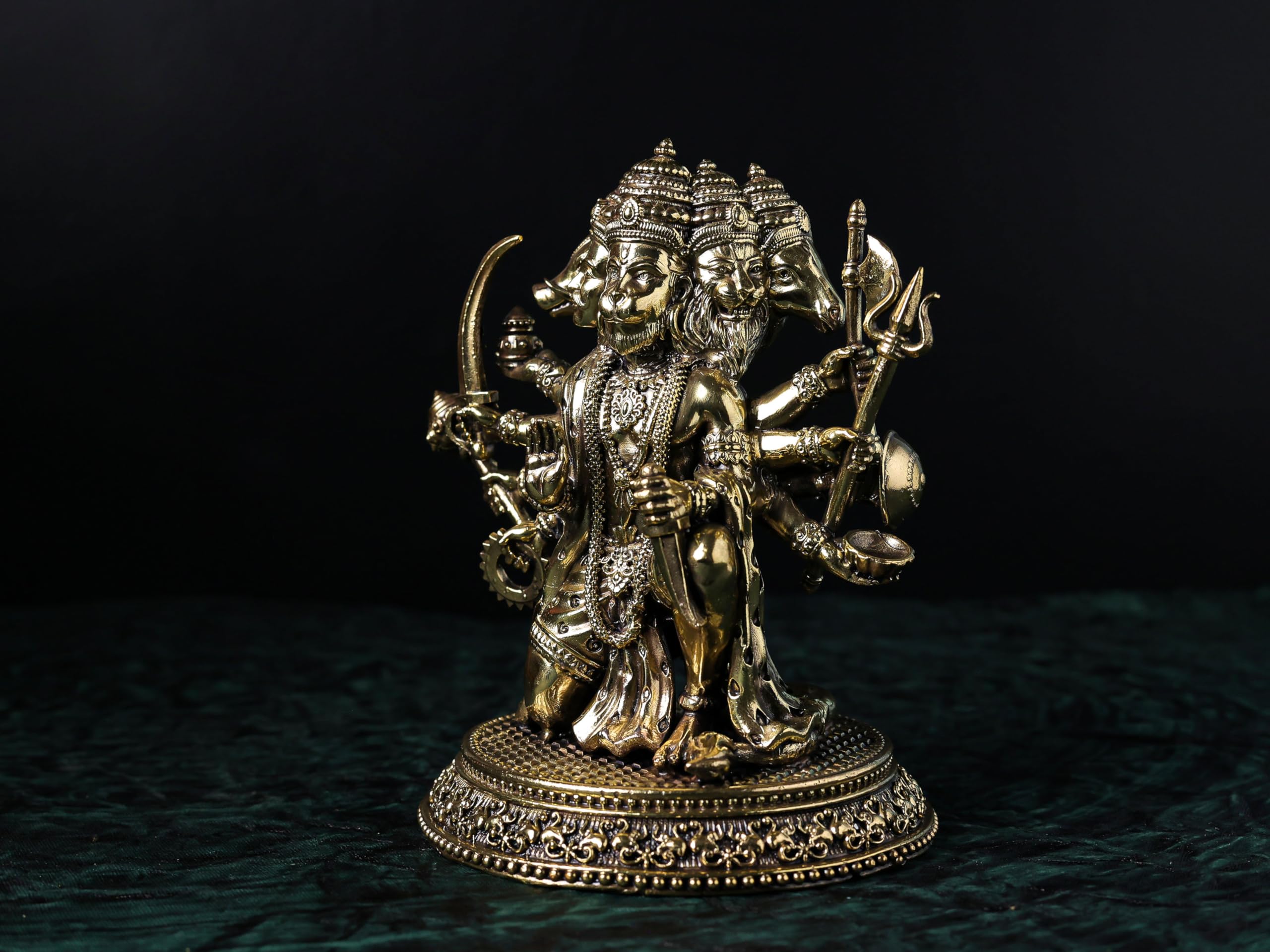 Premium Brass Panchmukhi Hanuman Statue 3 inch / 4.5 inch / 7 inch / (140 gram)