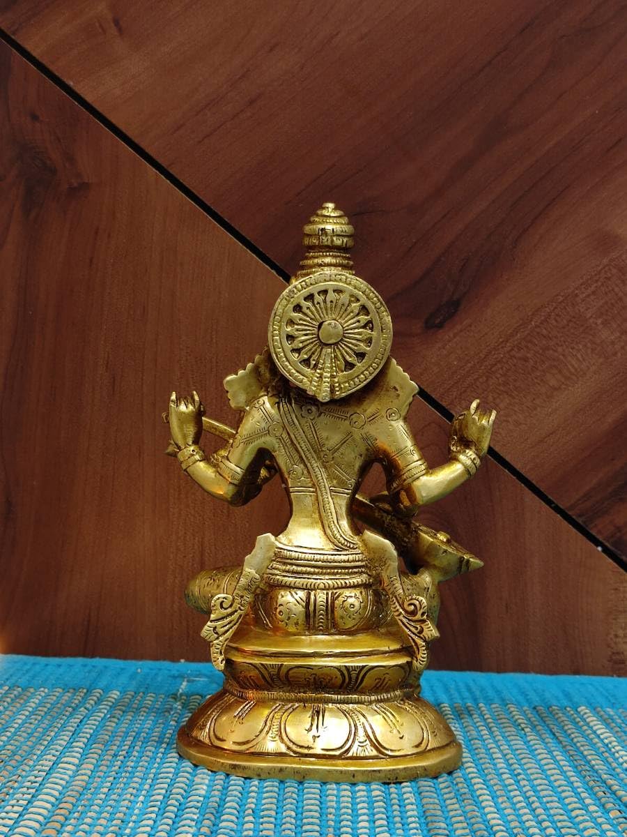 7.5 Inch | Handcrafted Brass Goddess Saraswati Idol