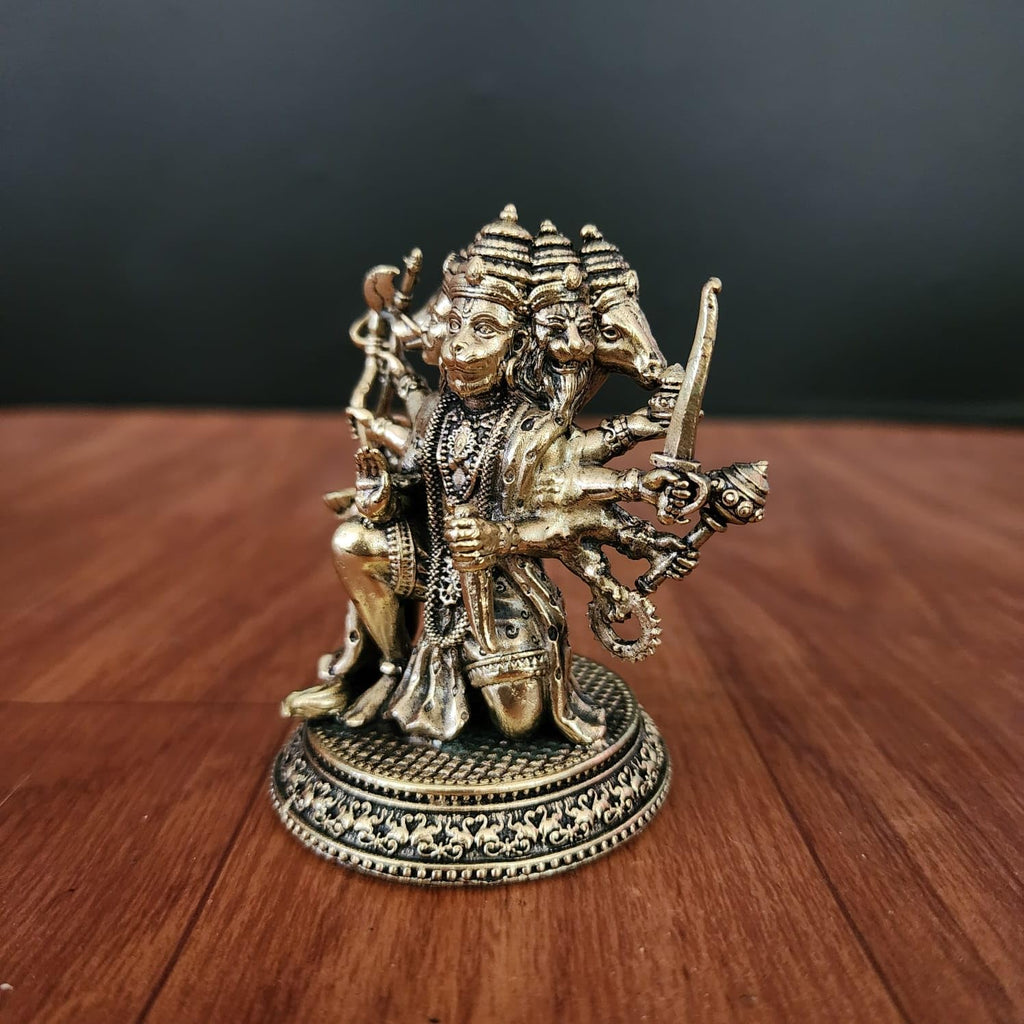 Premium Brass Panchmukhi Hanuman Statue 3 inch / 4.5 inch / 7 inch / (140 gram)