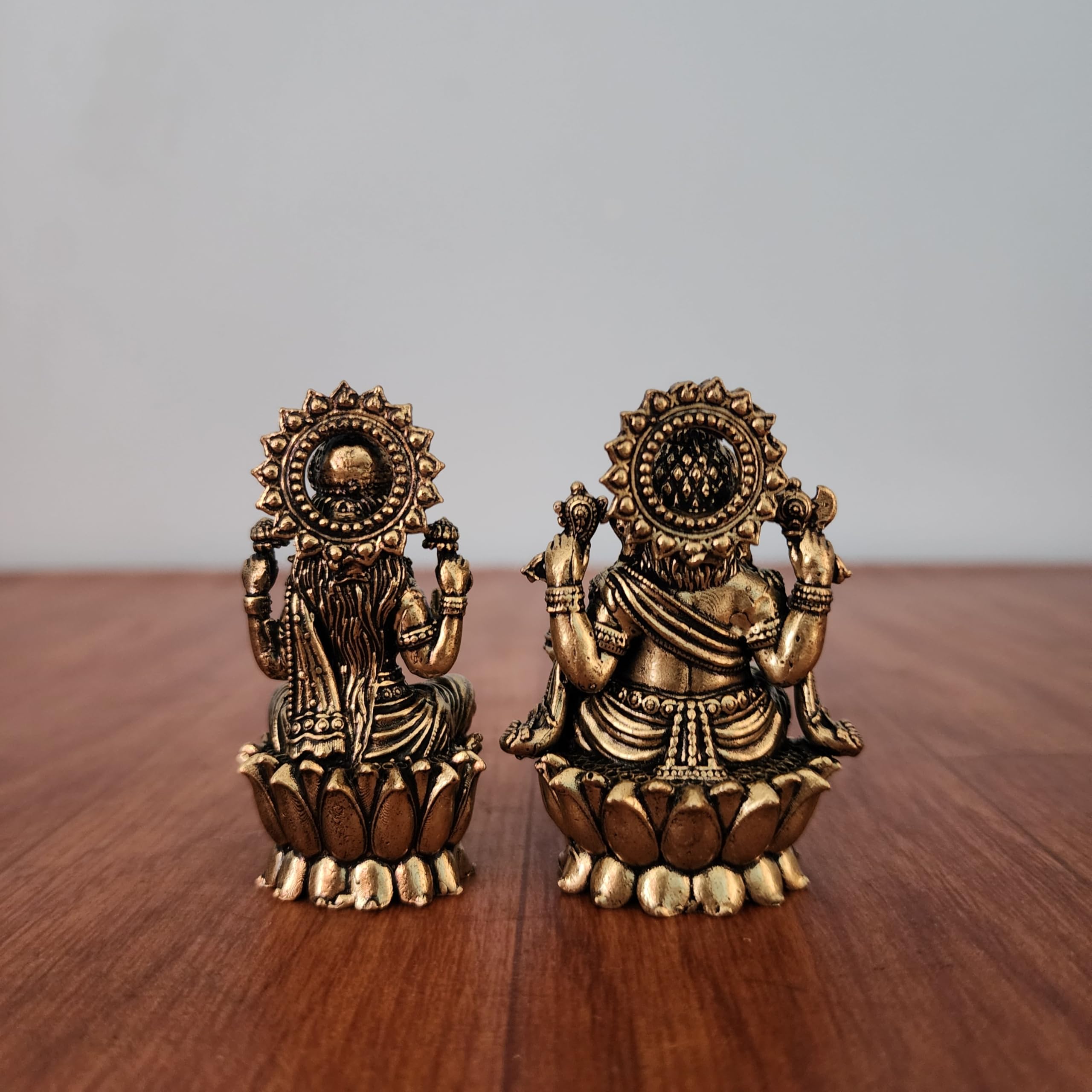 Mini Divine Lord Ganesh & MATA Laxmi Brass Idol, 2.6 Inch Perfect for Small Temple
