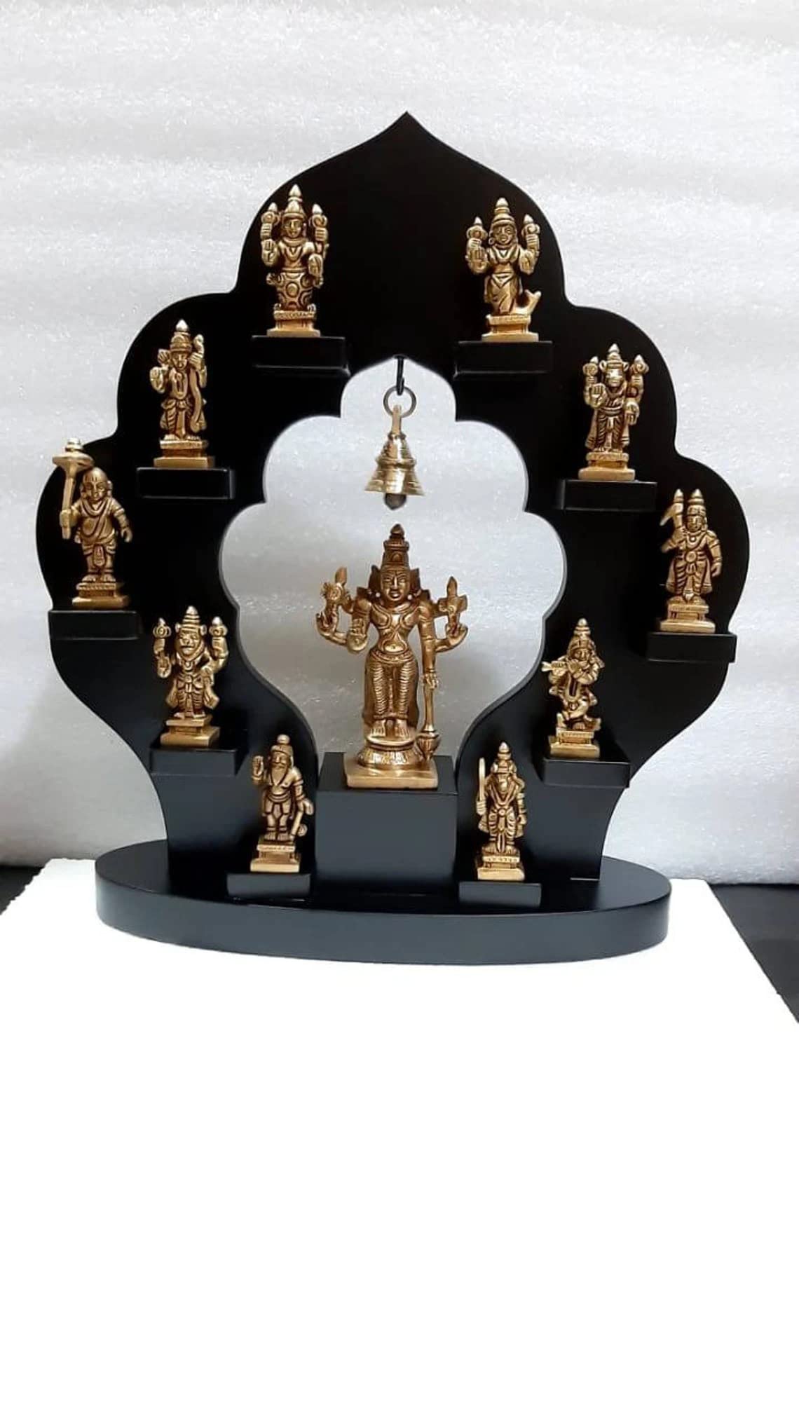 Brass Vishnu Dhashavtara set with wood frame