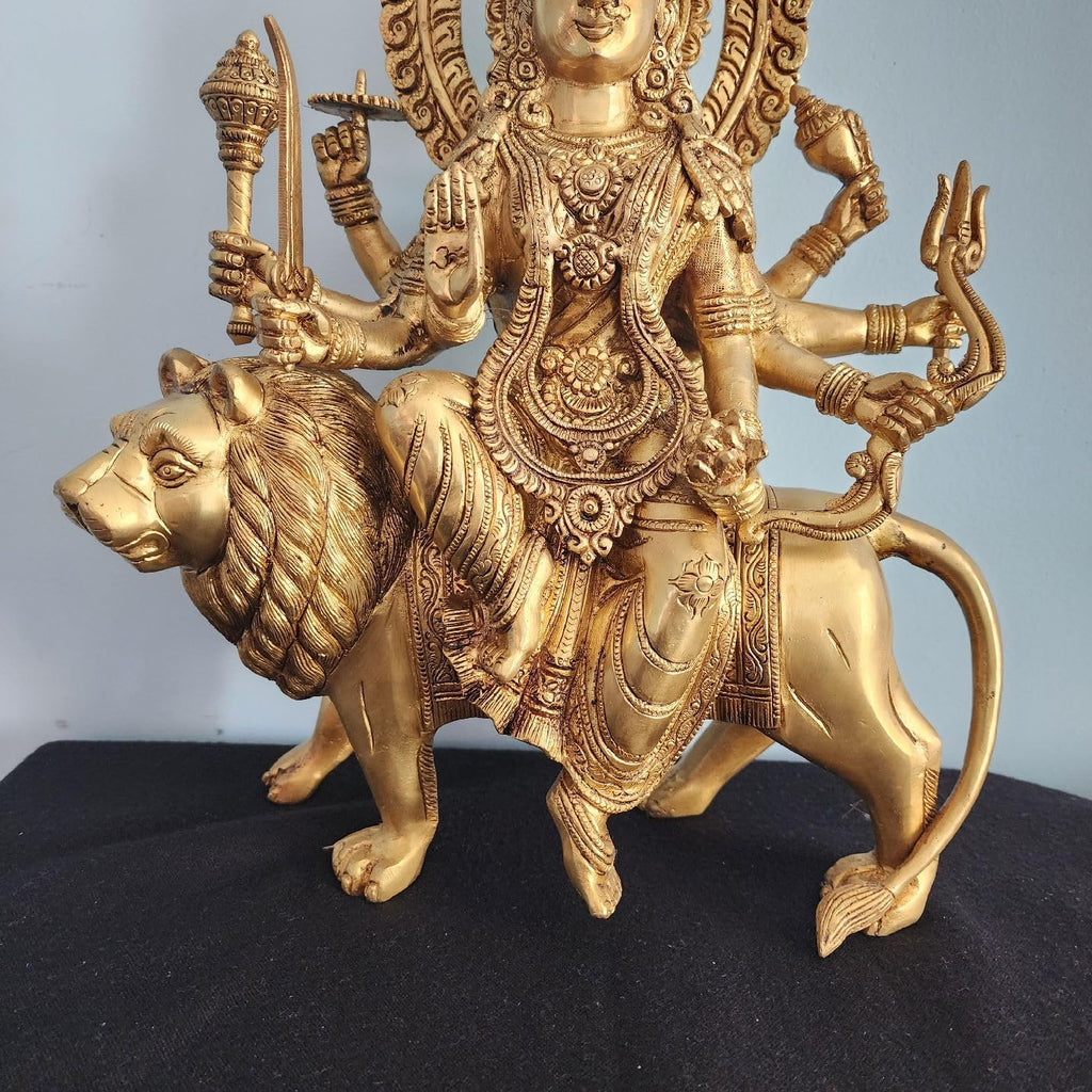 Big Durga Maa Statue Brass 38 cm Large Shera wali MATA Moorti
