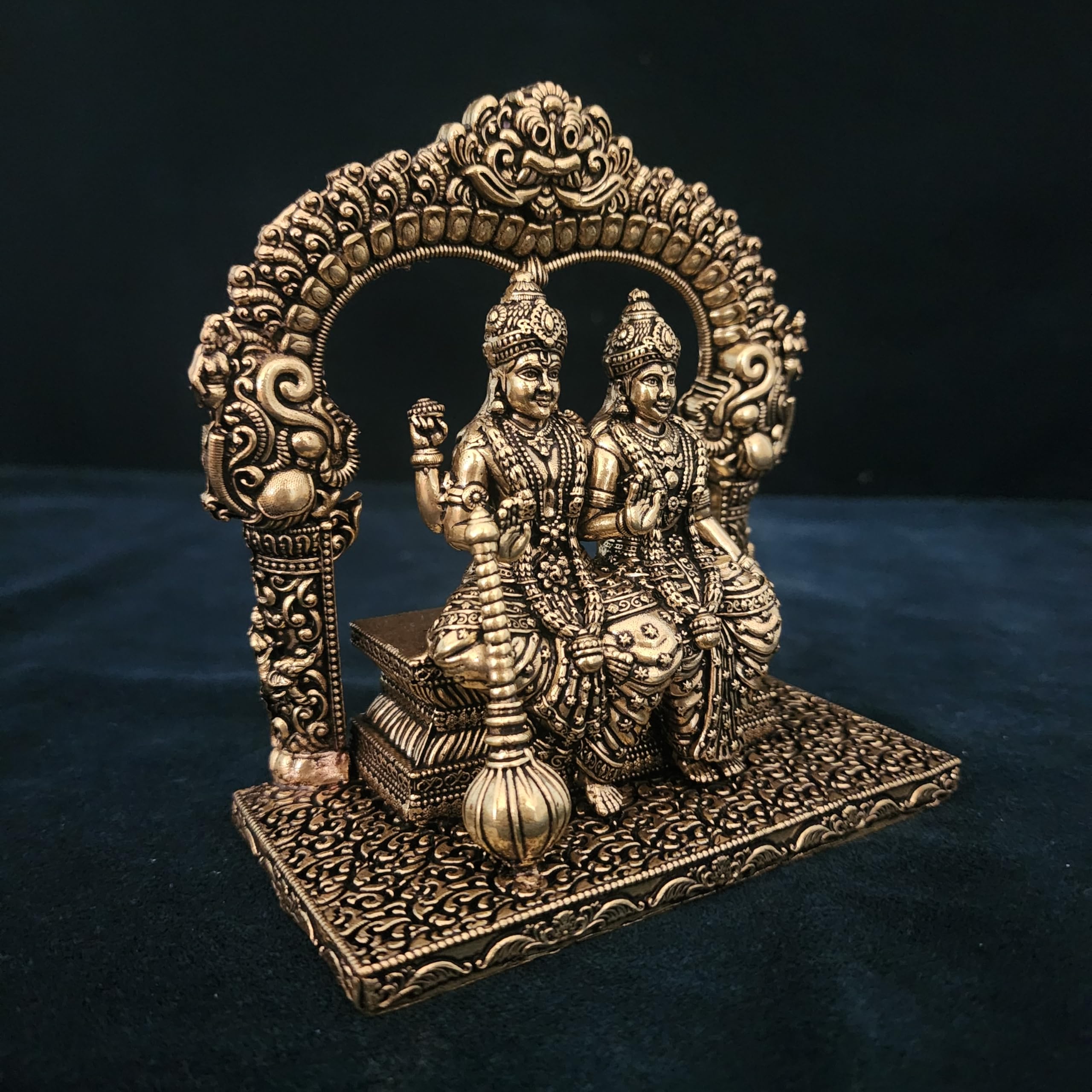 Premium Brass Sitting Lord Vishnu laxmi 5 Inch |singhasana Sitting