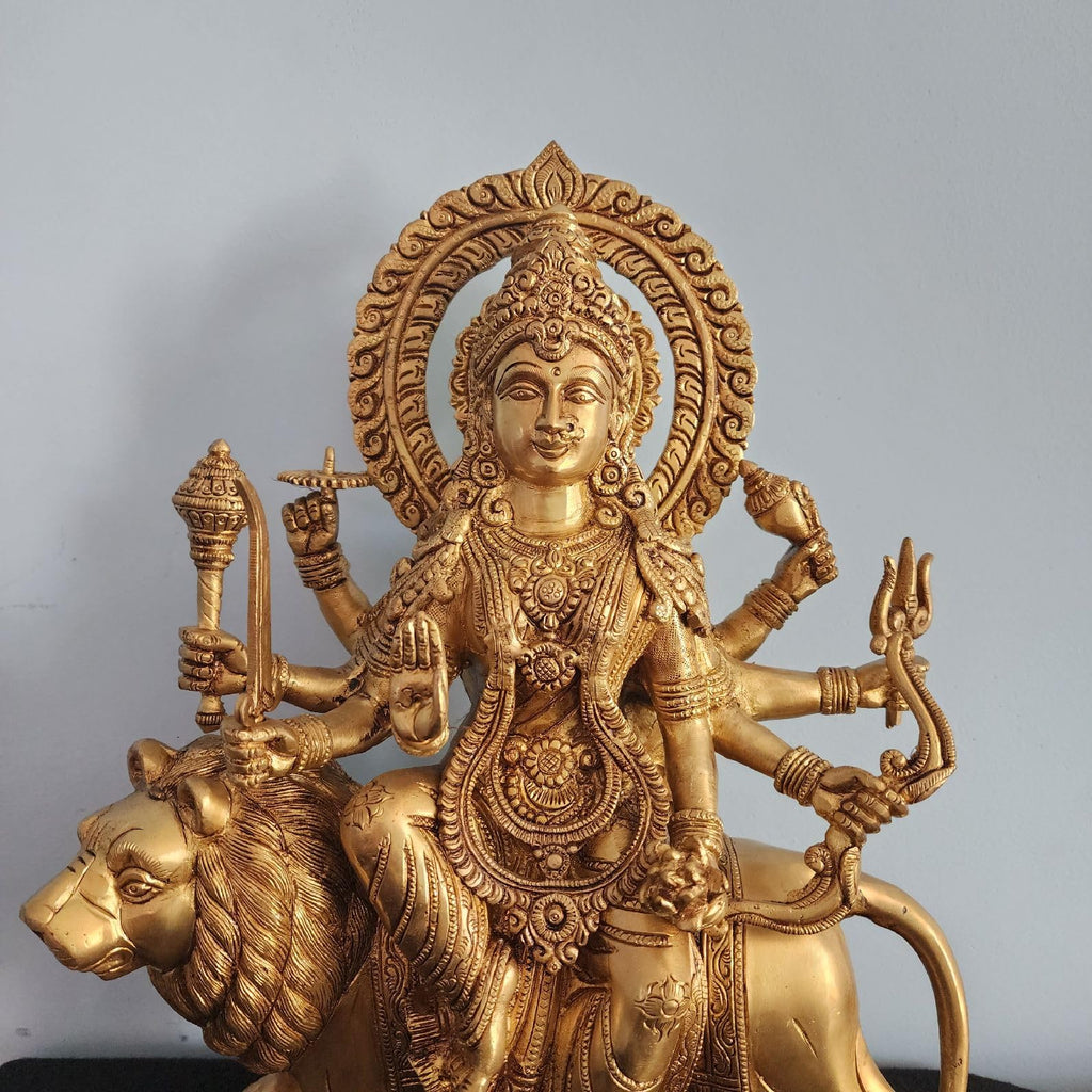 Big Durga Maa Statue Brass 38 cm Large Shera wali MATA Moorti