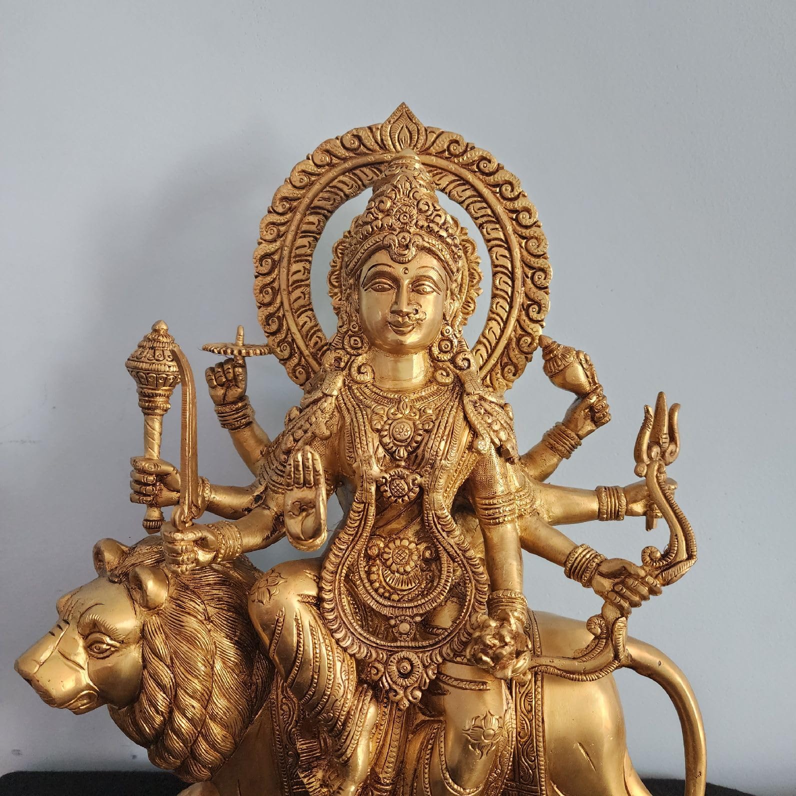 Big Durga Maa Statue Brass 38 cm Large Shera wali MATA Moorti