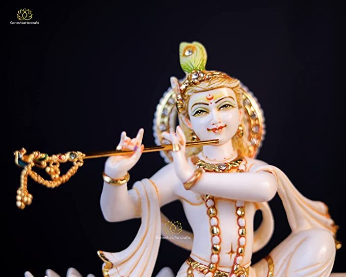 Lord Krishna Statue 21 cm Marble Dust Krishna Moorti 